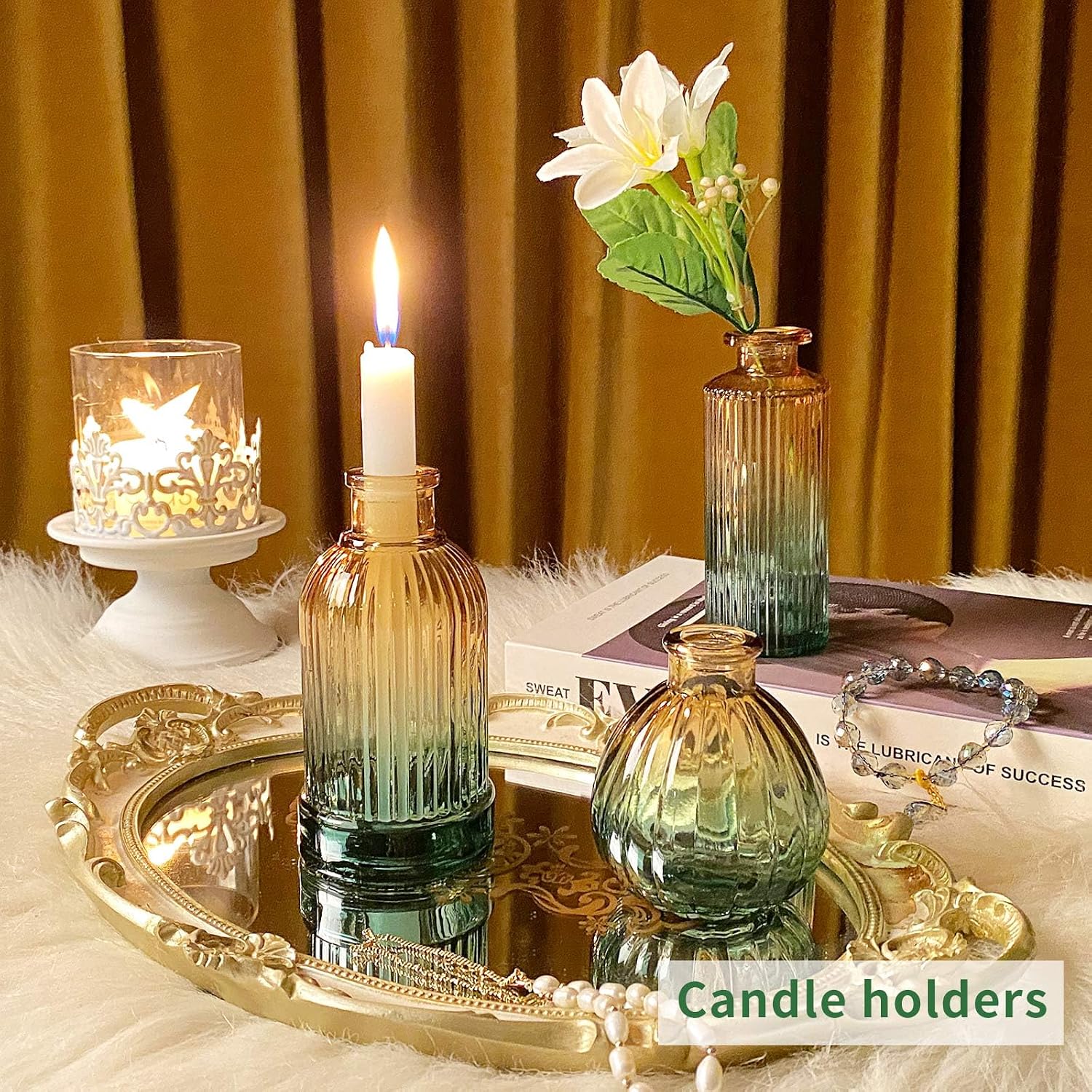 Glass Bud Vases in Bulk Pcs / Brown Green / Set of 30