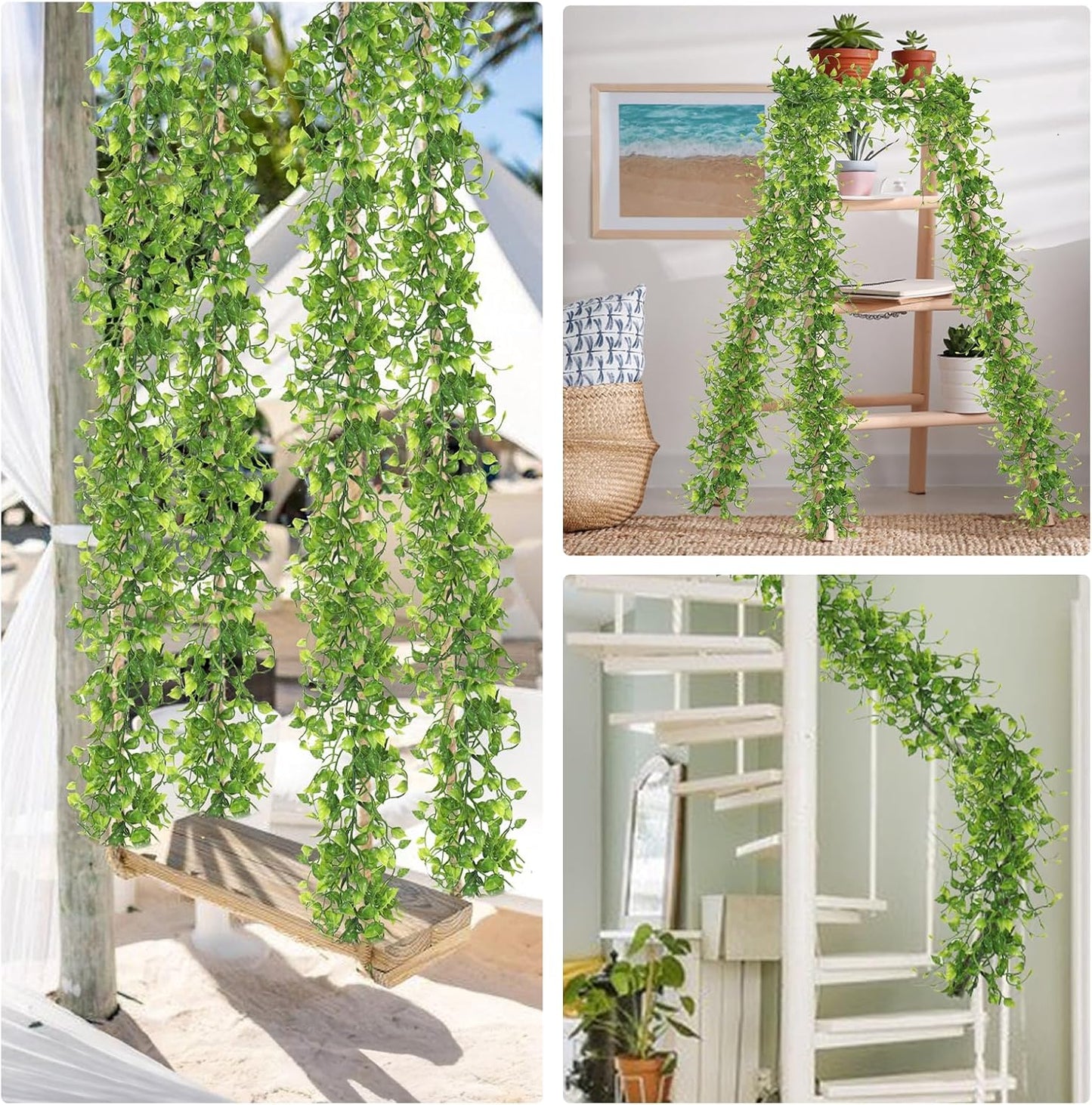 Artificial Vines Ivy Garland / Green / 6 Inch / Set of 2