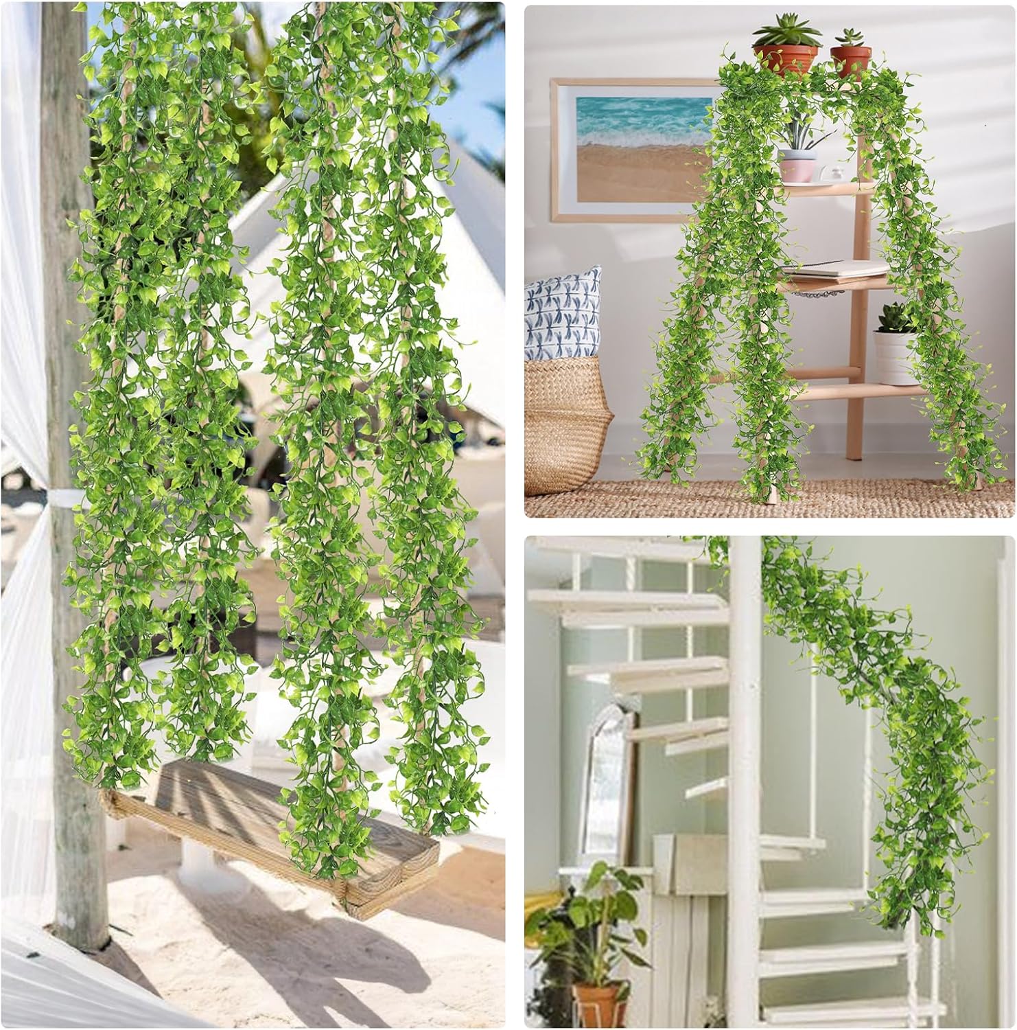Artificial Vines Ivy Garland / Green / 6 Inch / Set of 2