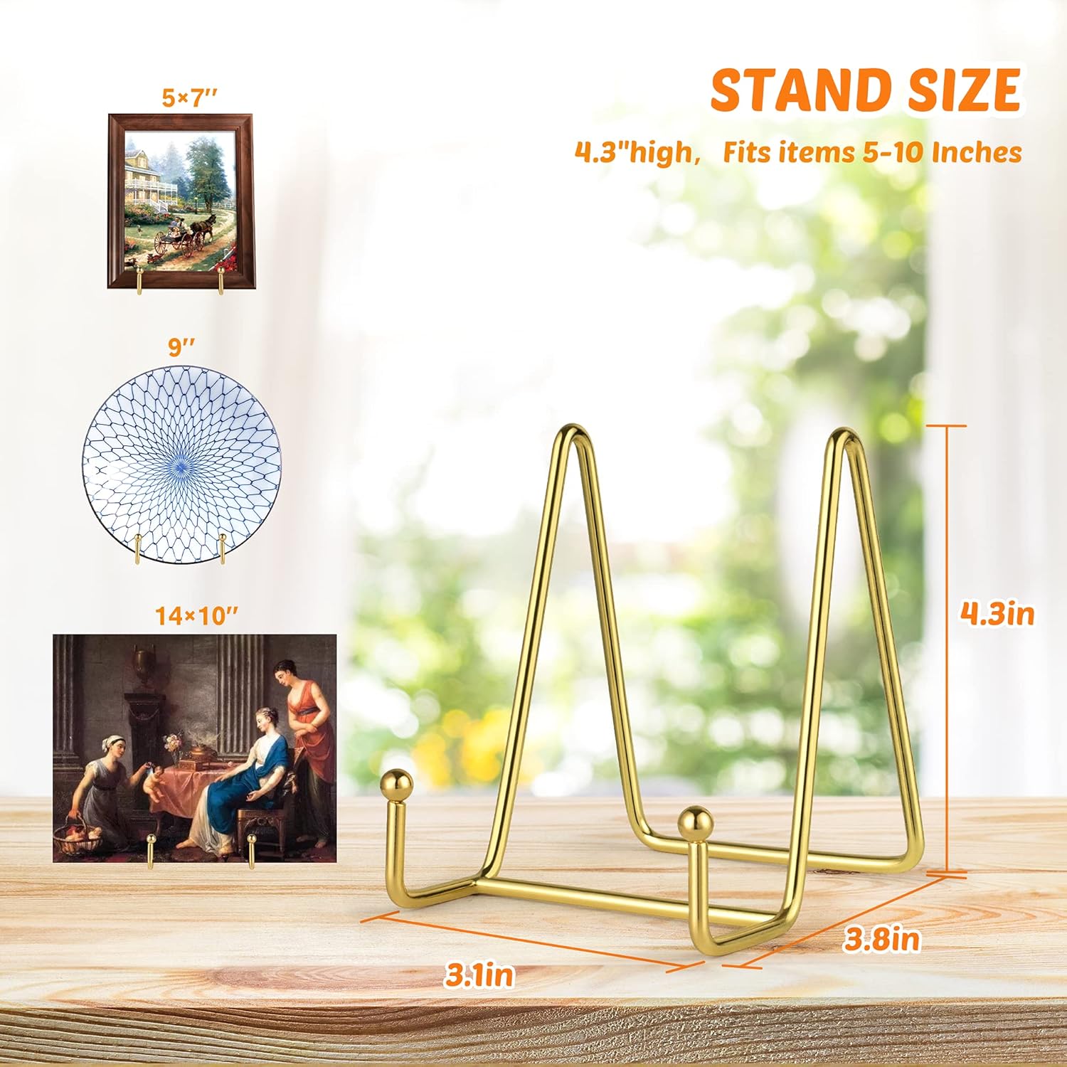 Metal Square Wire Easel Stand / Gold / 4 Inch / Set of 2
