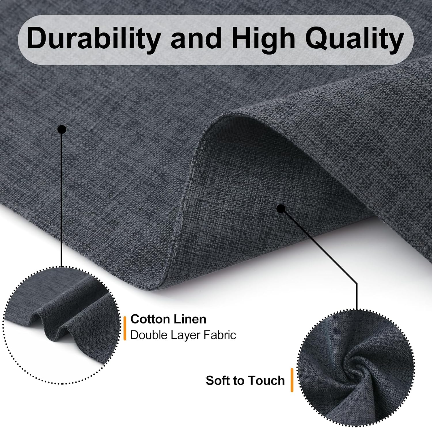 Homaxy Cloths Placemats for Dining Table Set of 6, 13" x 19", Charcoal Gray | Heat Resistant, Washable, Cotton Linen