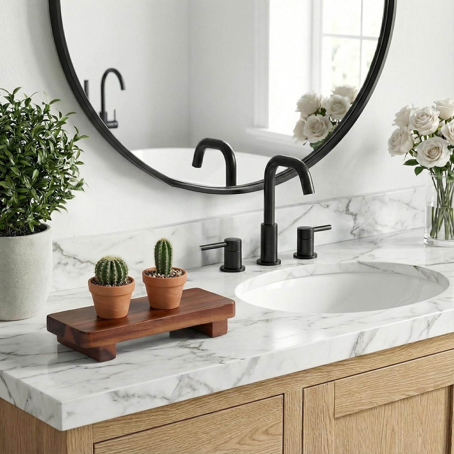 Wood Pedestal Soap Stand / Acacia / 9.8 x 4