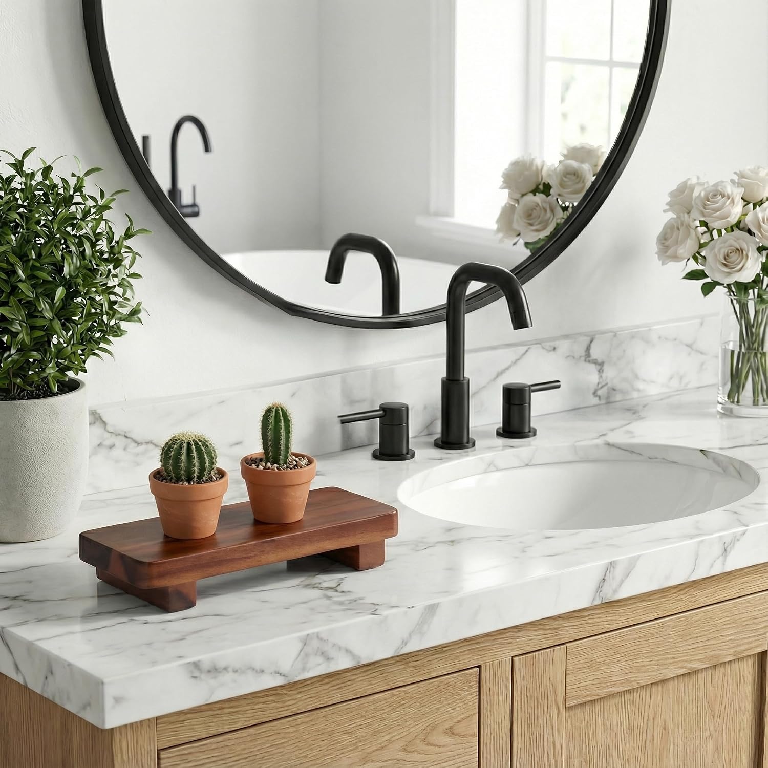 Wood Pedestal Soap Stand / Acacia / 9.8 x 4