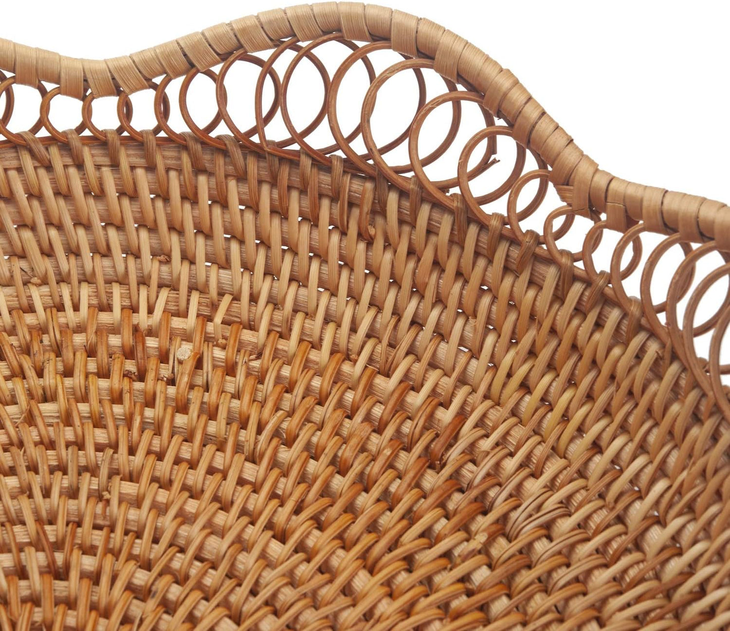 Rattan Fruit Basket for Serving Woven Bread Tray for Cake / 30cm D x 9cm H / Natural / 11.8 Inch