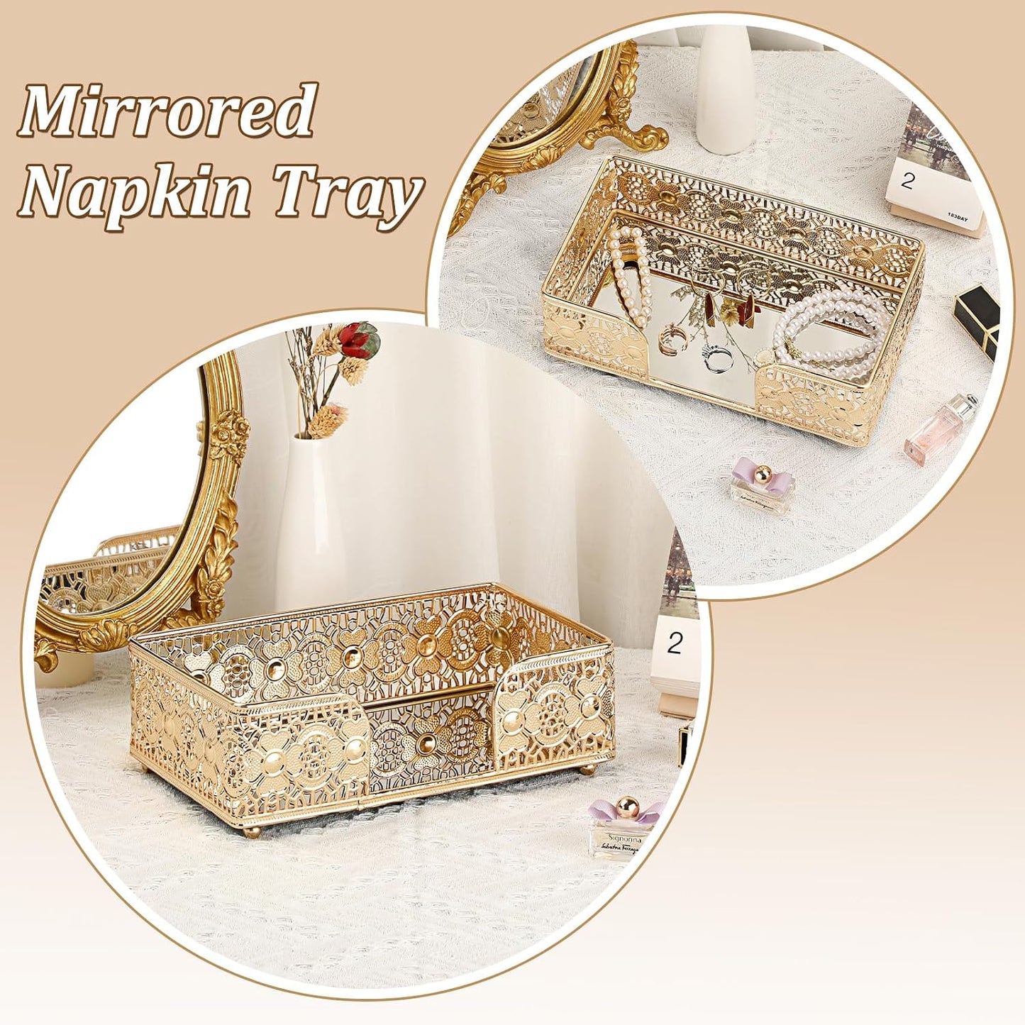 Vintage Paper Towels Napkin Holder / Gold / 9.3 x 5.6 / Inch/guest Towel