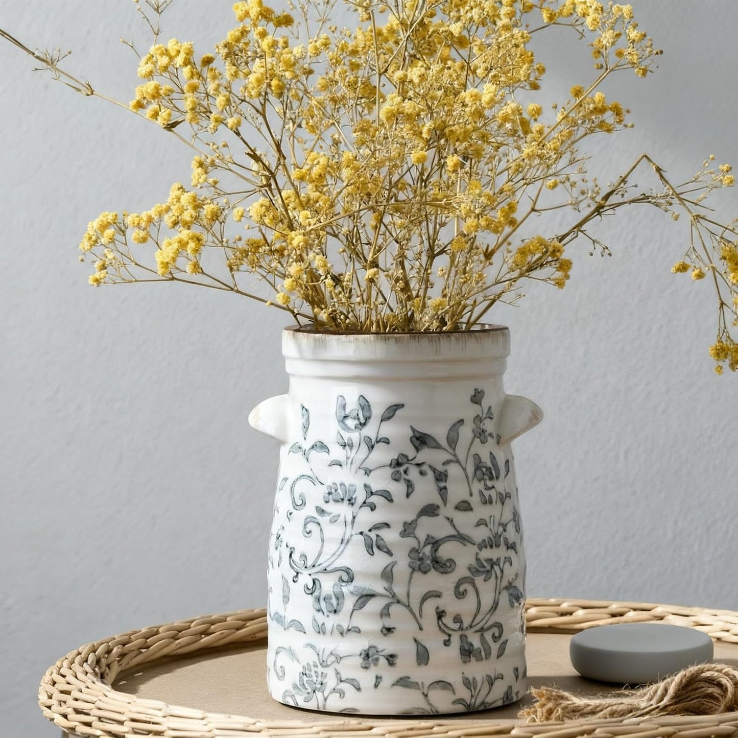 Rustic Farmhouse Vases / 17323l-gray and White / 8 Inch