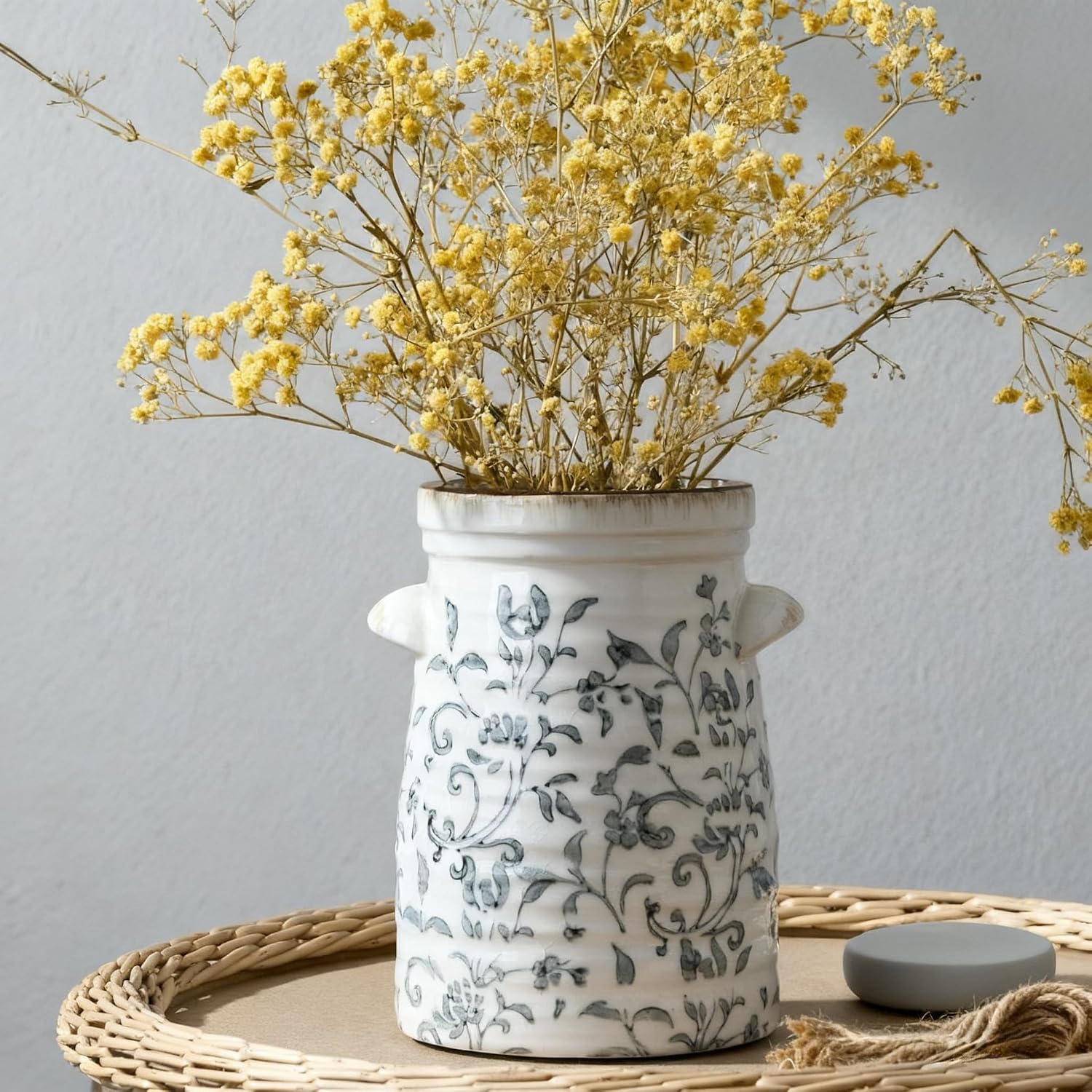 Rustic Farmhouse Vases / 17323l-gray and White / 8 Inch
