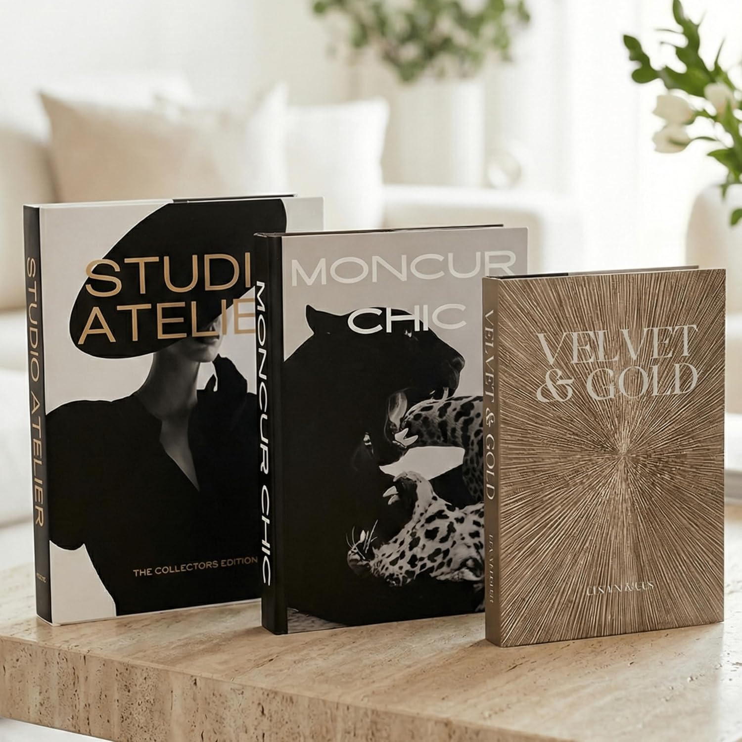 Faux Books for Modern Home Decoration / Black and White / Set of 3