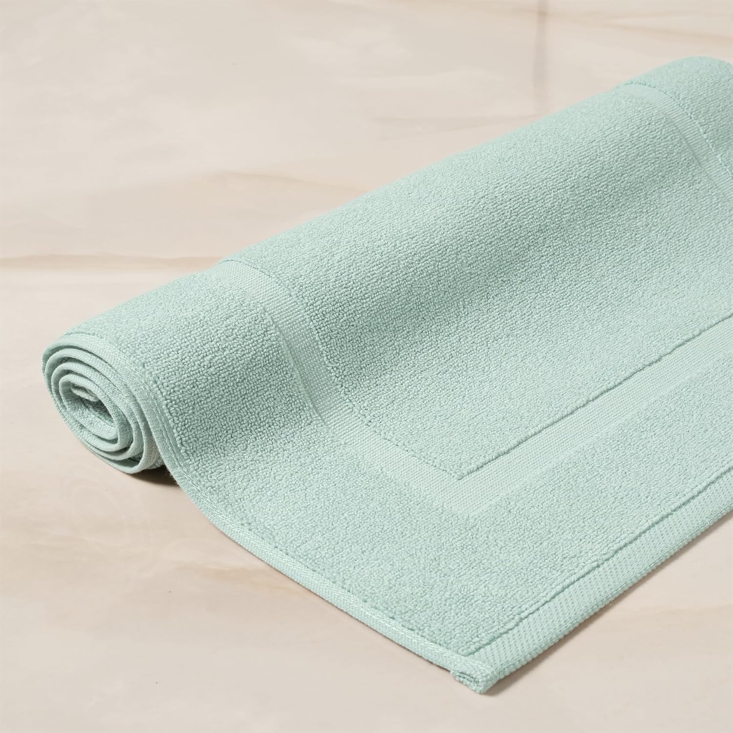 SALBAKOS 2-Piece 100% TurkishCotton BathMat Towel, 20x34 inch SeafoamGreen | Bathroom Floor Towels, Thick Soft Most