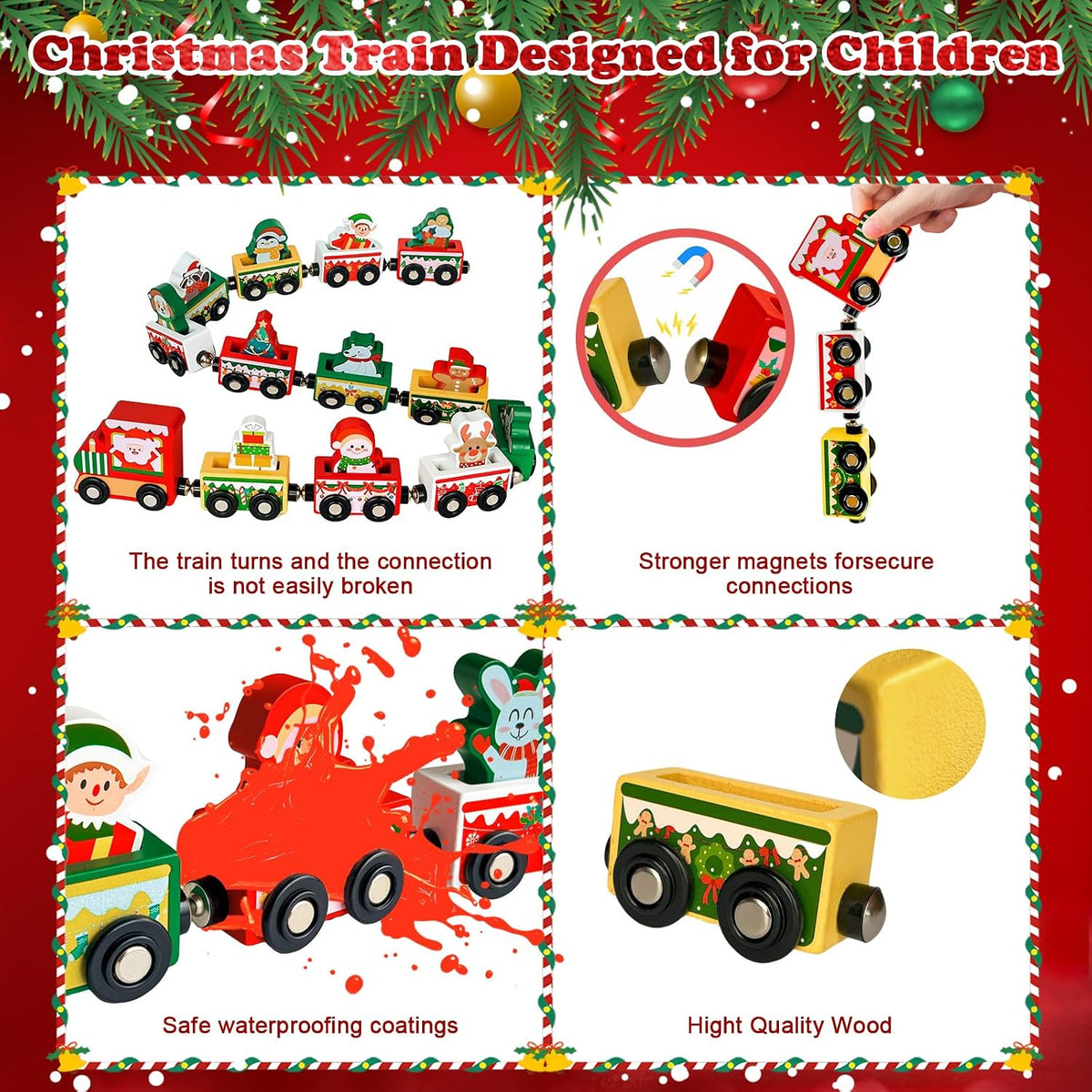 Advent Calendar 2026 Magnetic Wooden Animal Train for Kids,24 Day Christmas Advent Calendar Surprise Train,Montessori