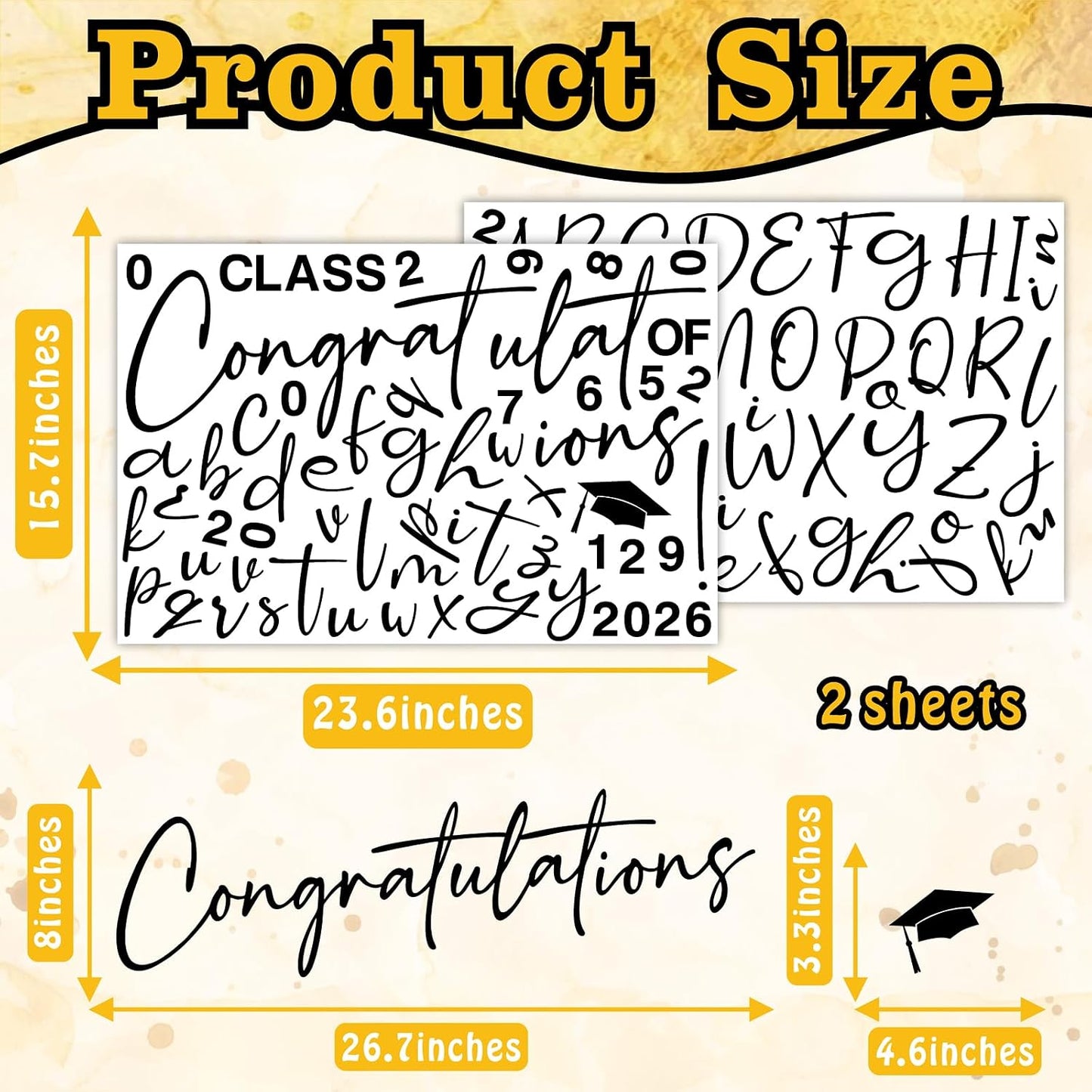 Custom Name Class of 2026 Sign for Backdrop 2026 Graduation Decorations Decals / Black Graduation