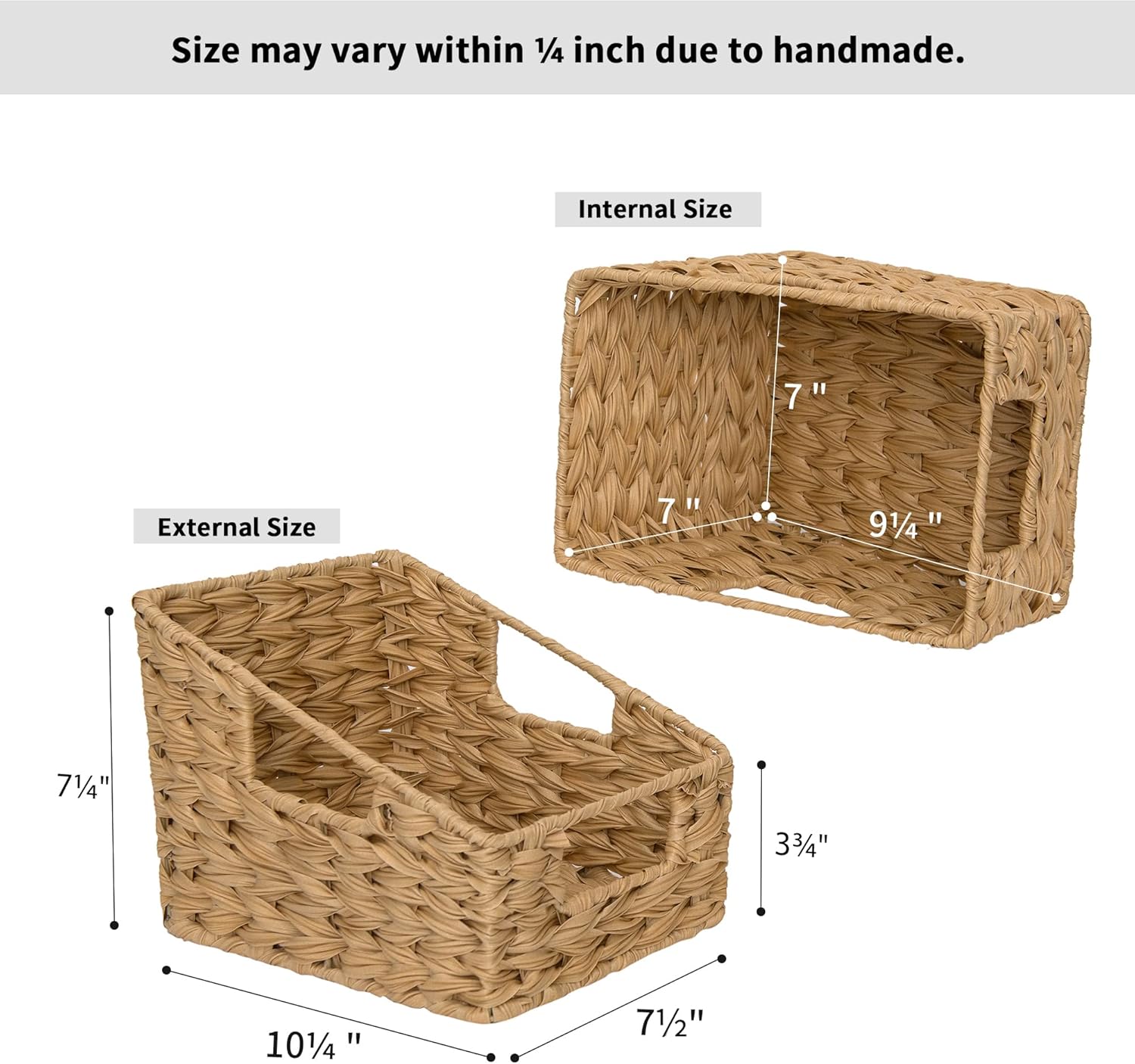 Wicker Basket / Woven Storage Baskets / 2 x 10 / Natural / Set of 2