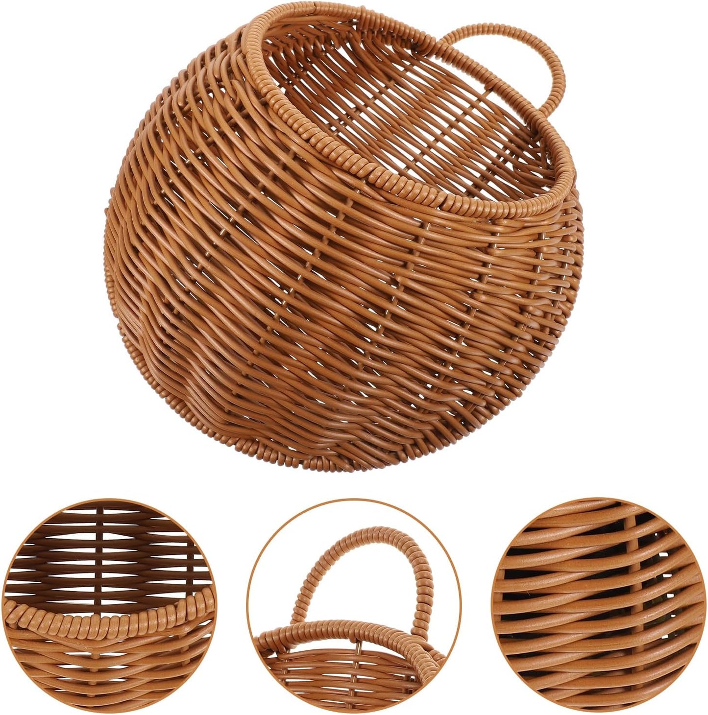 Wicker Hanging Basket / Brown / 10.62 x 9.25 x 3.93