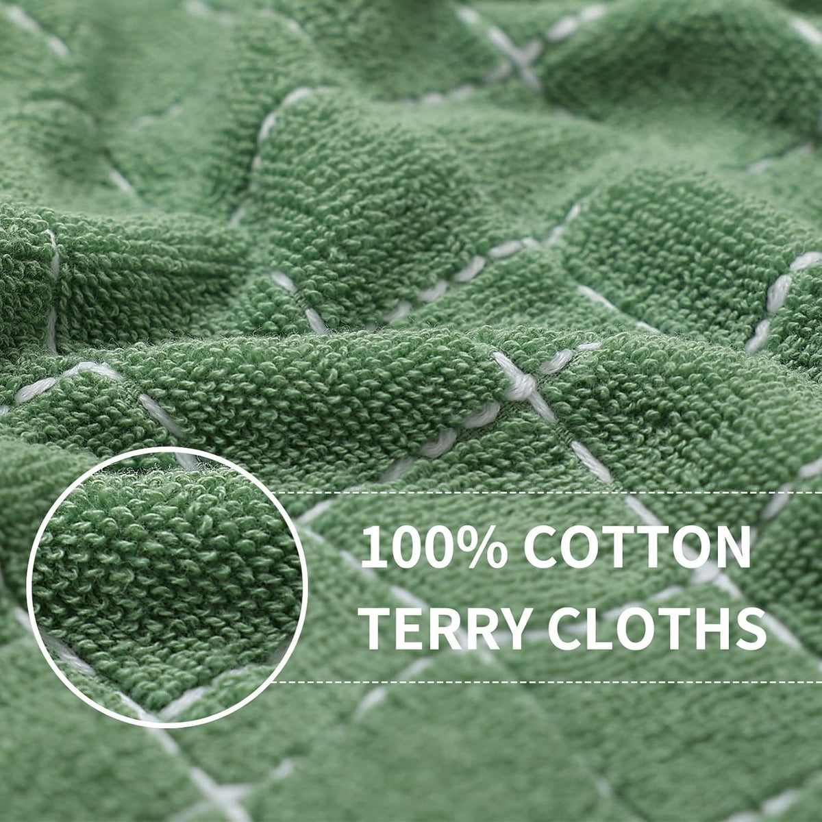 Homaxy 100% Cotton Terry Kitchen Towels, 18 Pack, Grass Green | Ultra Soft and Absorbent Dish Towels for Kitchen