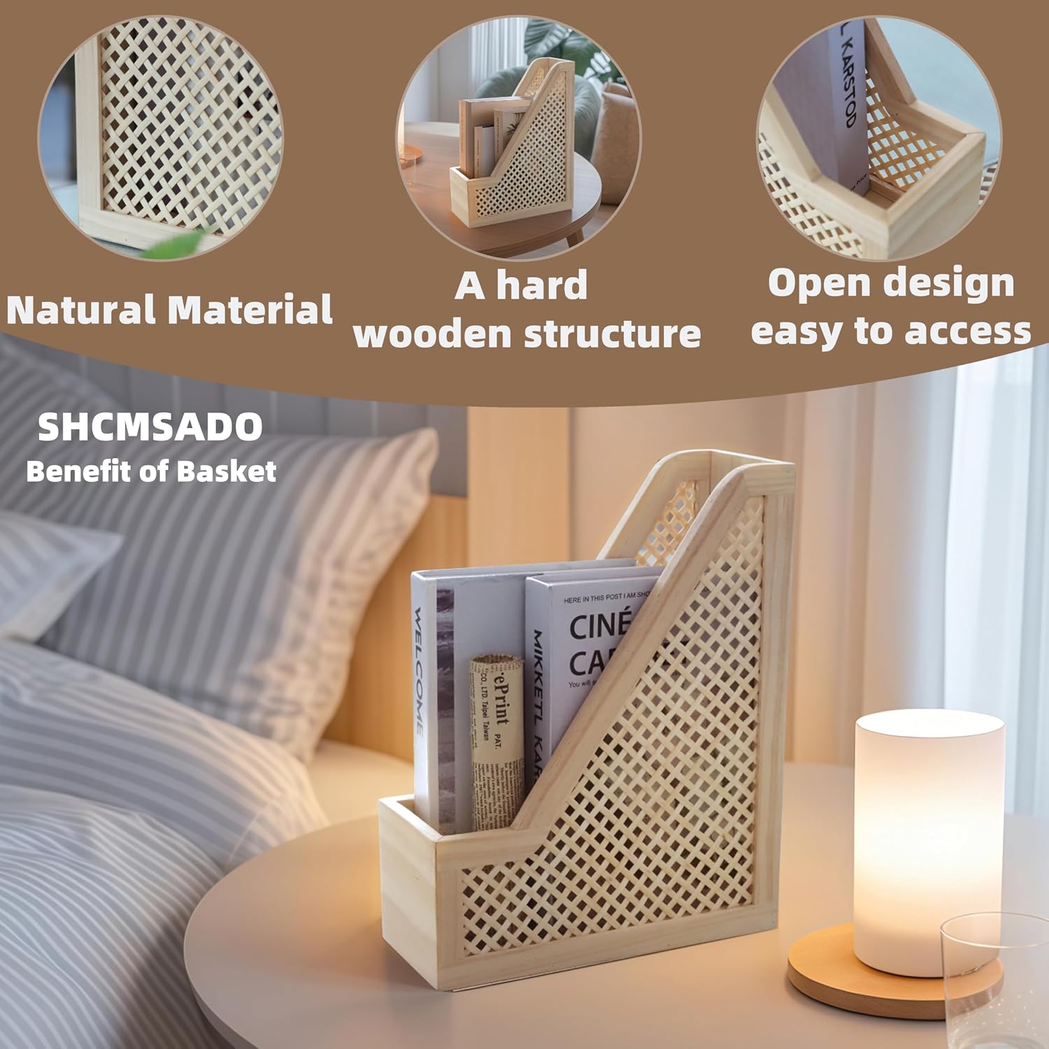 Bamboo Decorative Bookends Wooden Creative Book Ends