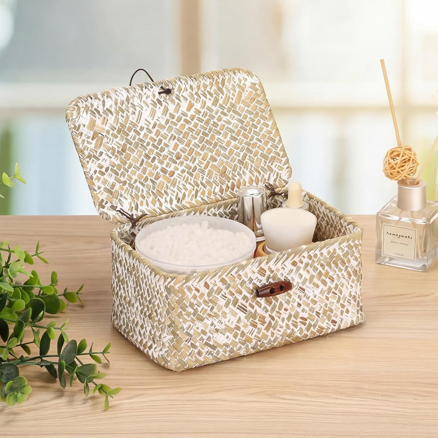 Mini Seagrass Basket / 7.0 x 4.3 x 3.3 / Whitewash Color
