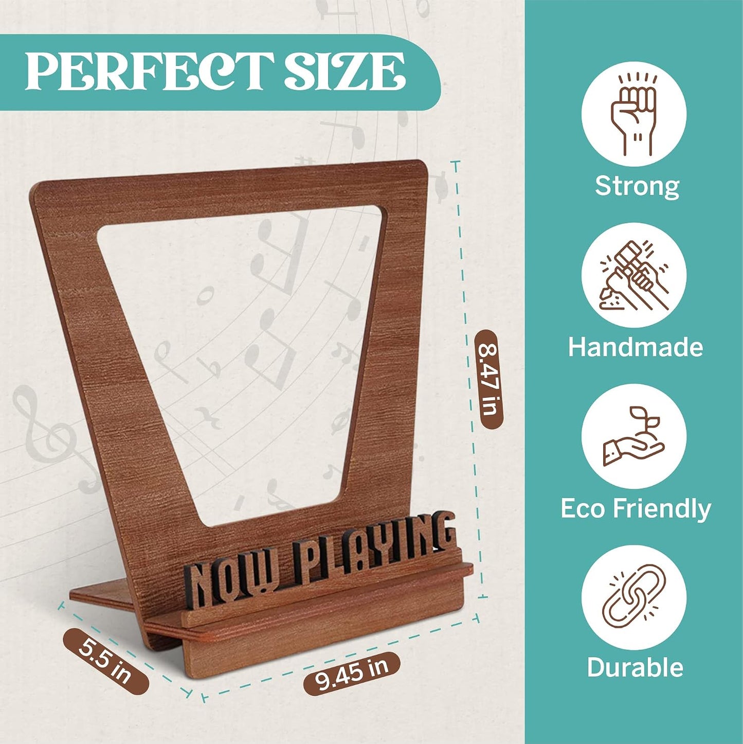 Now Playing Vinyl Stand - 3D Retro Holder for LP Vinyl Records - Wooden Turntable Accessory - Gift Ideas - Album