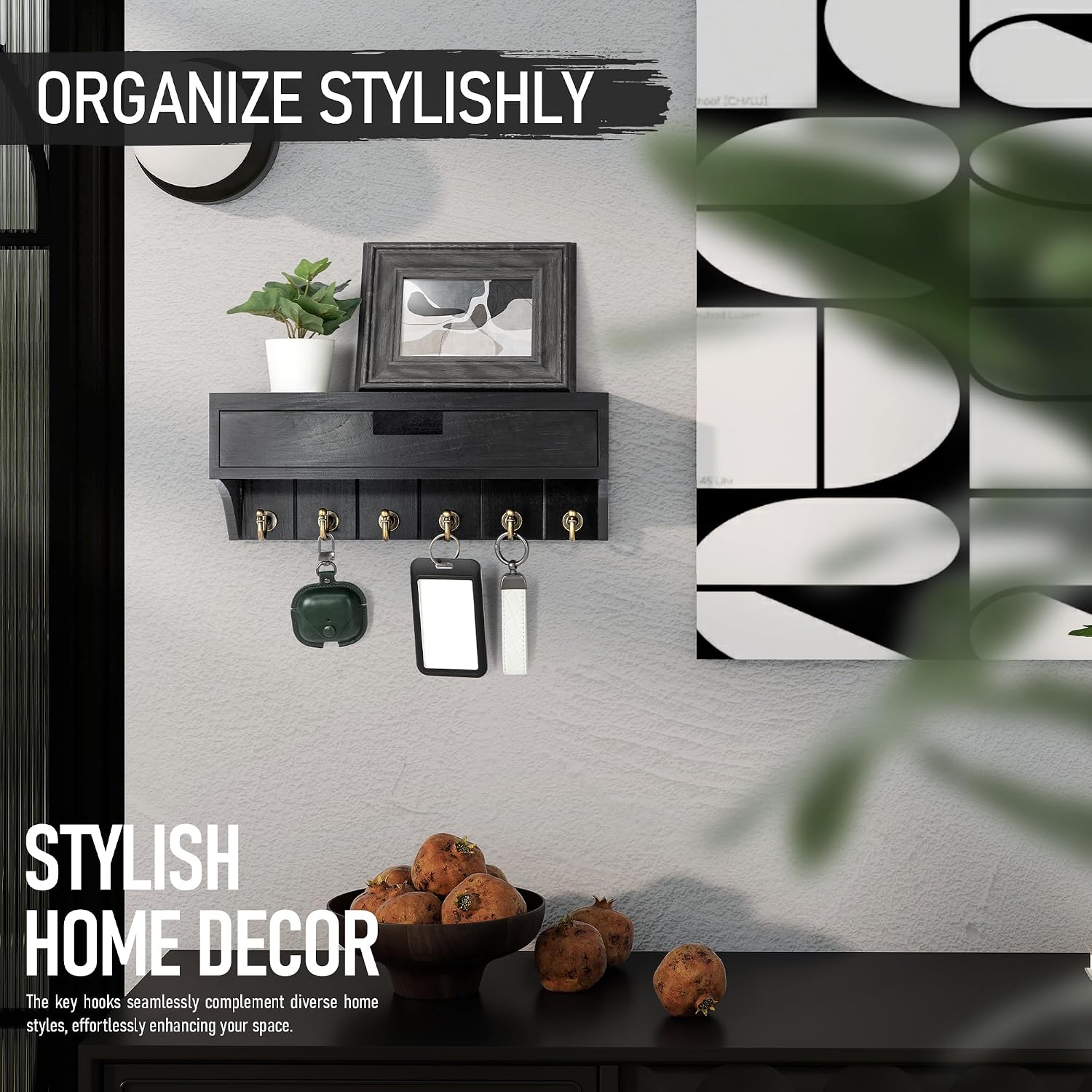 Modern Mail Organizer / Black / 1-drawer