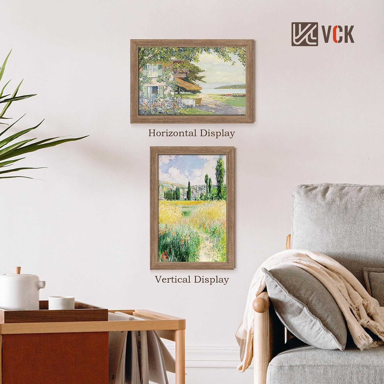 VCK 11x17 Picture Frame Walnut 4 Pack,Wide Thick Wood Border, for Print | Exclusive Woodgrain, Wall Hanging, HD
