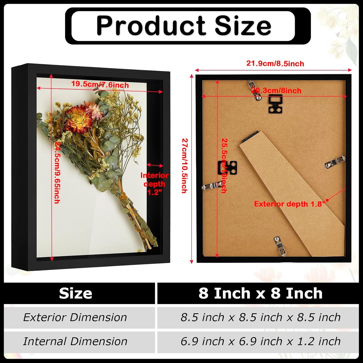 12 Pieces Shadow Box Picture Frame Square Shadow Boxes Display Cases for Graduation Sports Memorabilia Wedding Memories