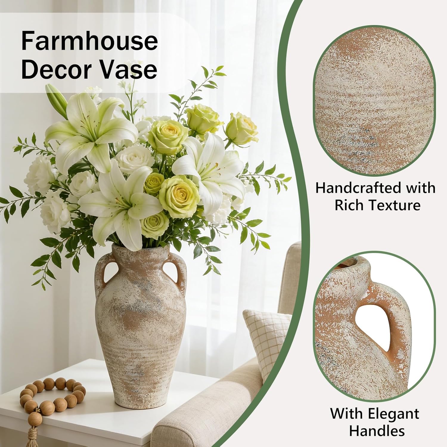 Ceramic Flower Vase / 11"h-terracotta / 11 Inch