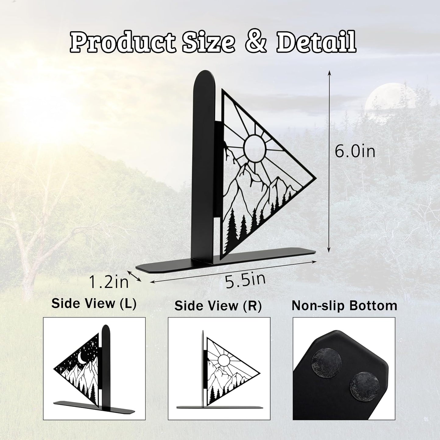 Metal Book Ends / 5.98 x 1.18 x 5.51