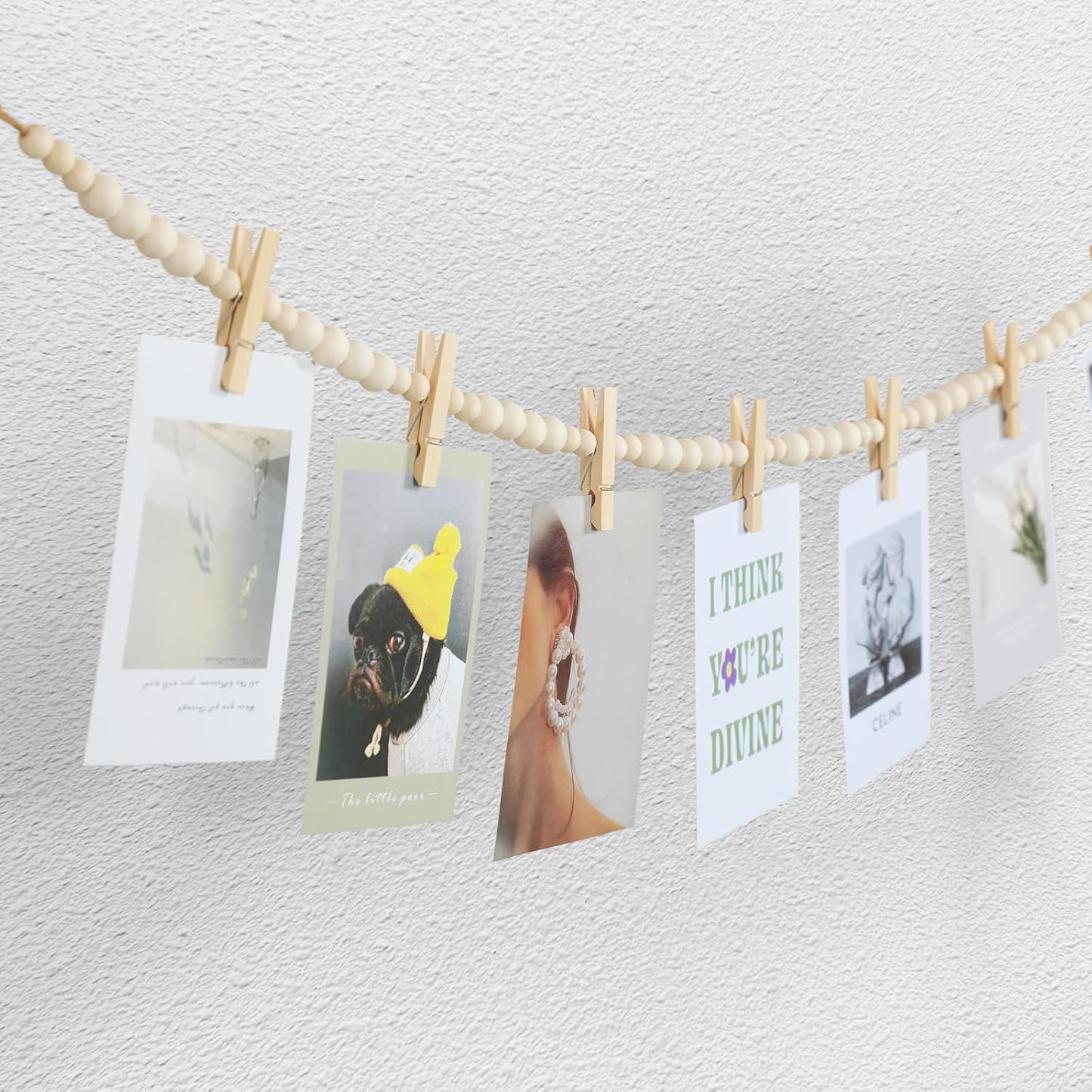 Boho Wooden Bead Garland Collage Picture Frame / Nature / Set of 2