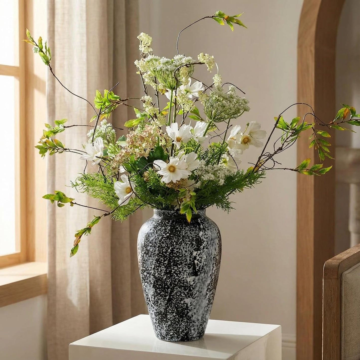 Rustic 10" Ceramic Vase / Speckled - 10" Medium