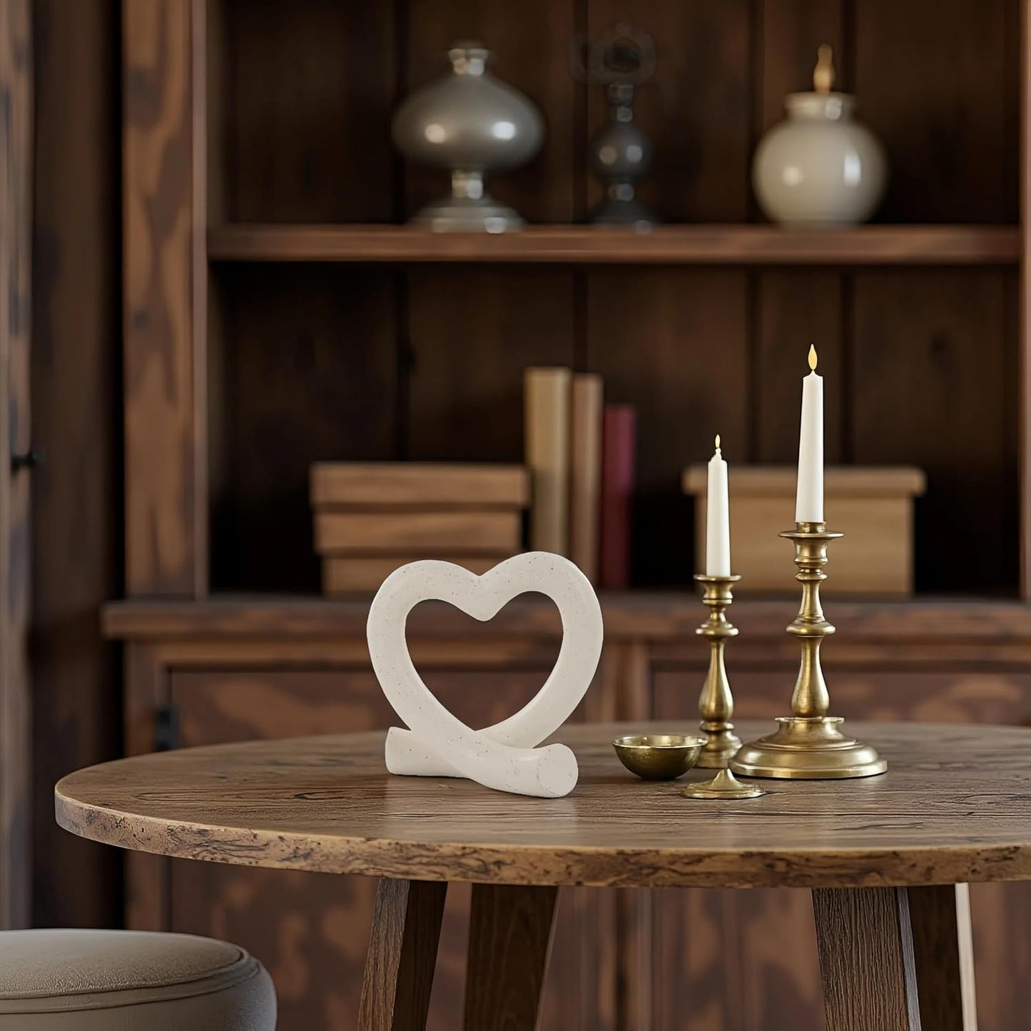 Love Heart Statue Minimalist Modern Home Decor / Off-white