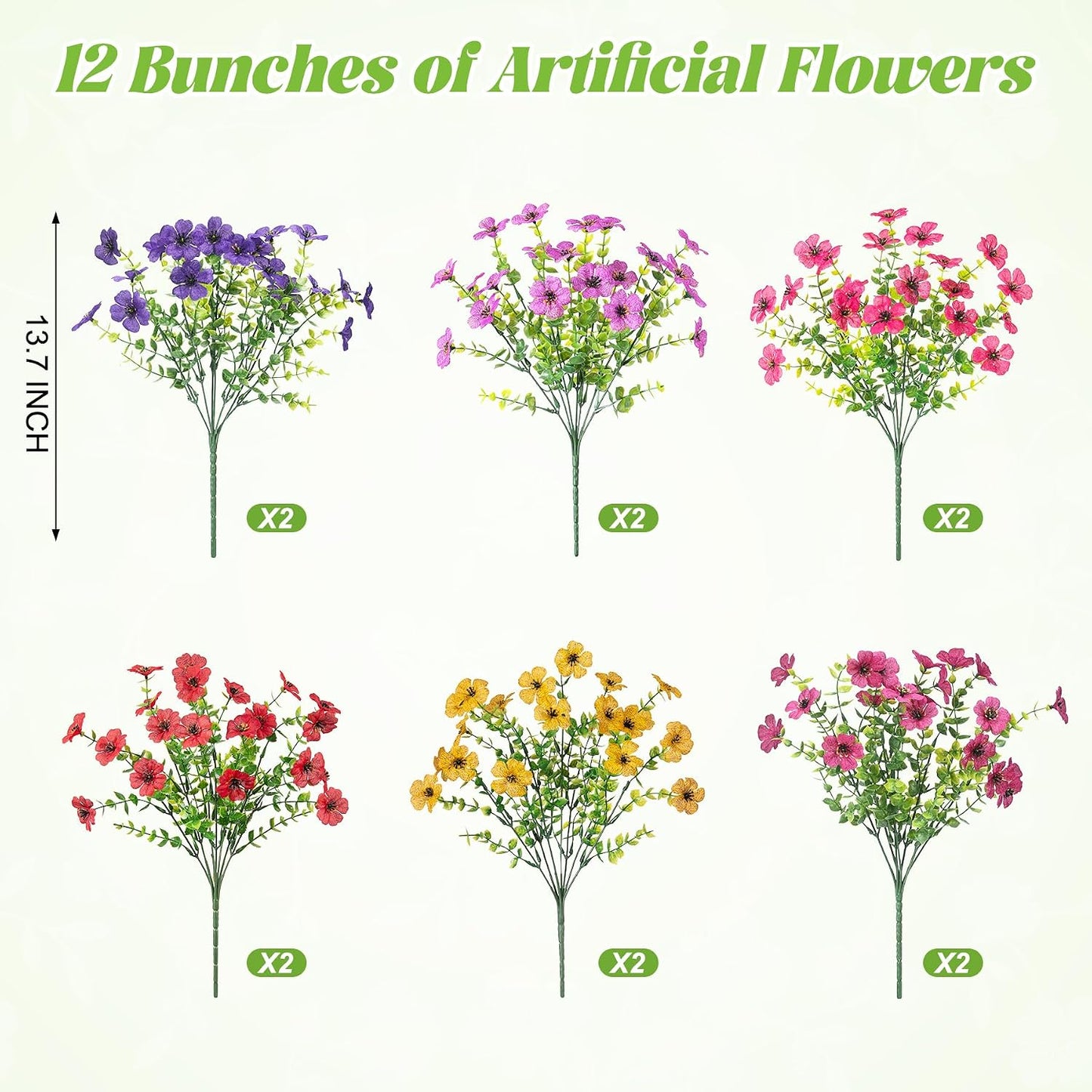 Artificial Flowers / 12 Bundles Fake Flower Daisy / Purple Deep-purple Rose-red Pink Yellow Red