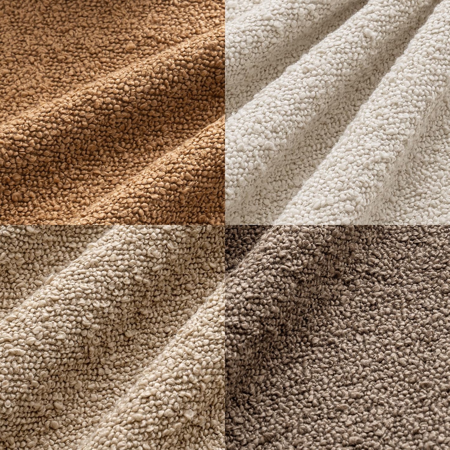 Decorative Textured Boucle Throw Pillow Covers Accent Solid / 18 x 18 / Neutral Brown / Set of 4