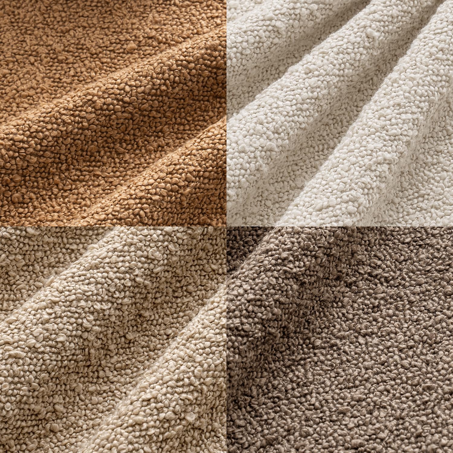 Decorative Textured Boucle Throw Pillow Covers Accent Solid / 18 x 18 / Neutral Brown / Set of 4