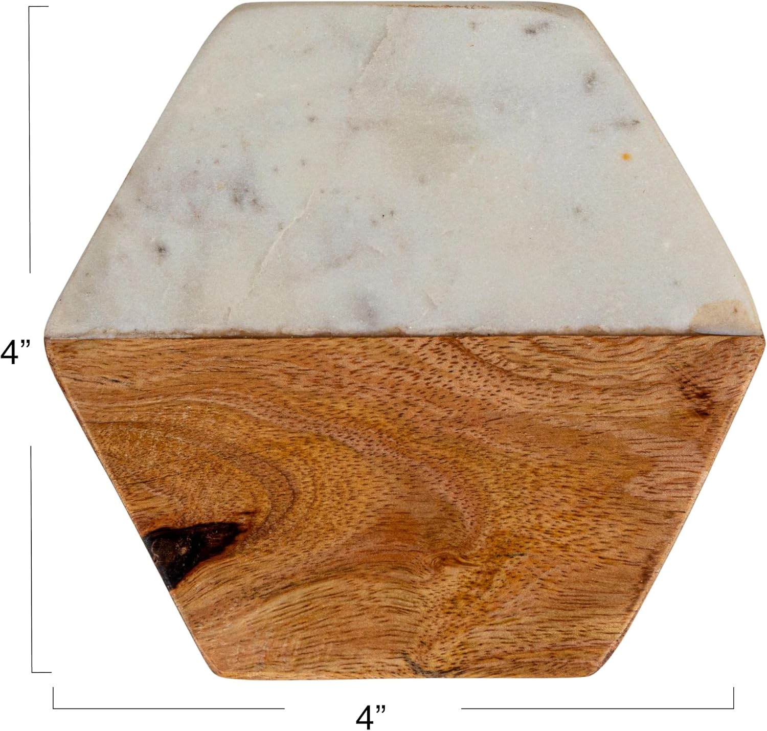 Marble & Mango Wood Coasters / Hexagon / Set of 4
