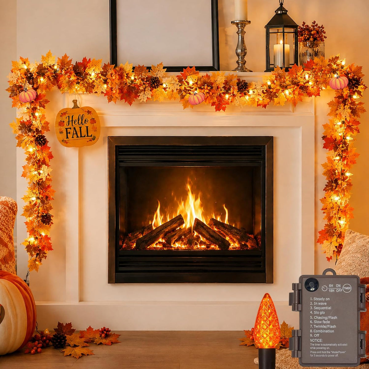 WDS WONDROUS Halloween Pumpkin Lights Decorations for Fall Home Table Decor
