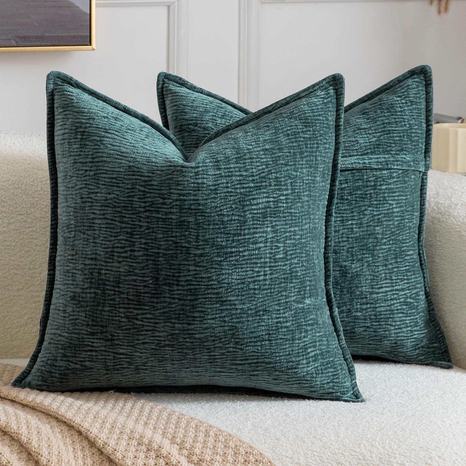 MIULEE Soft Corduroy Decorative Throw Pillow Covers Blue Navy Series 24x24