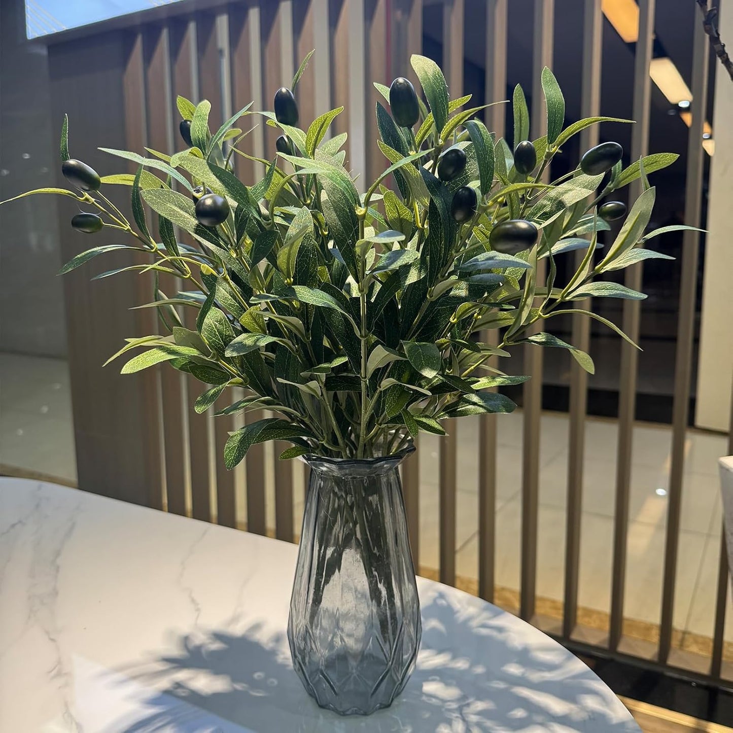 Faux Olive Branches for Vase Fake Plants / Green / Set of 5