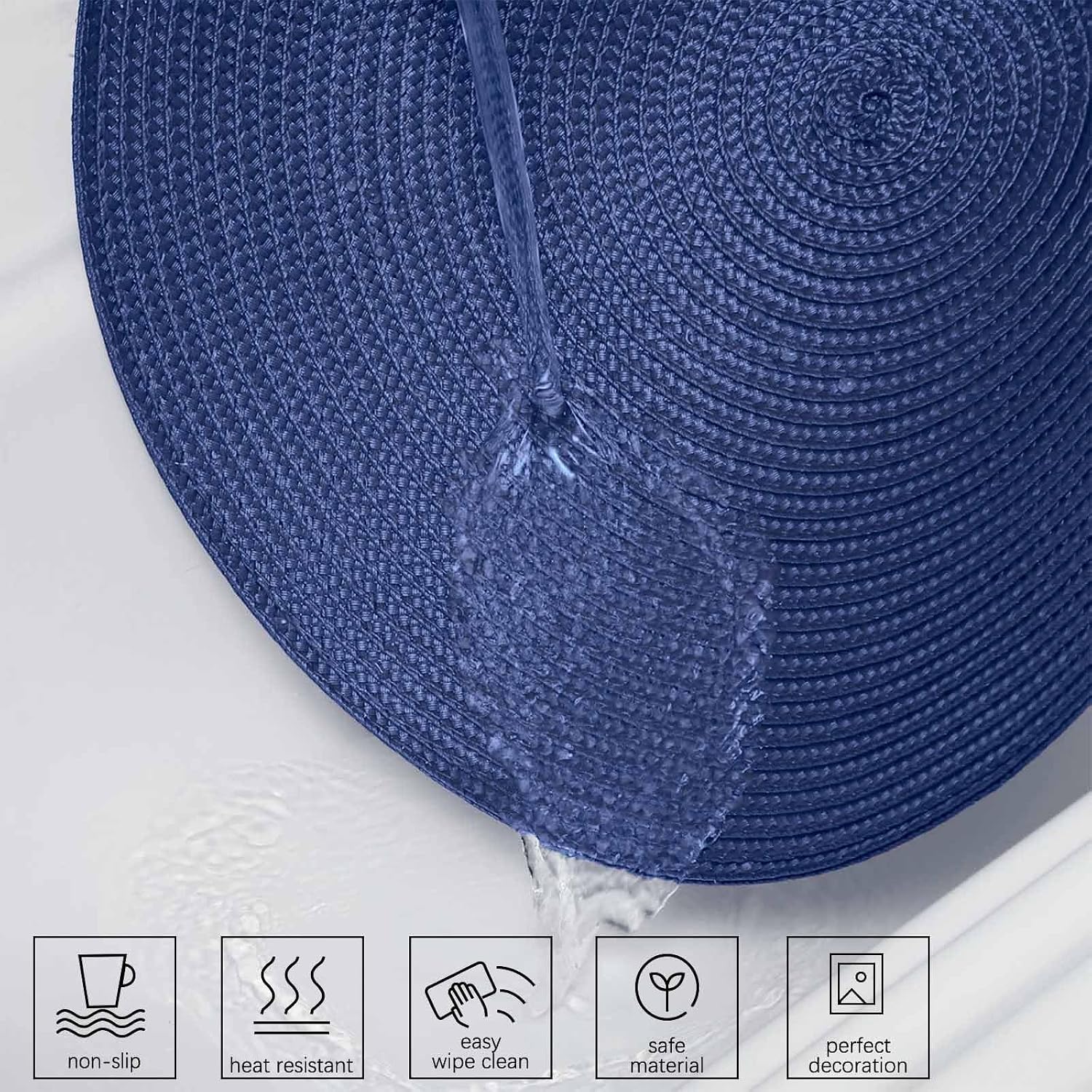 AHHFSMEI Round Placemats Set of 8 Heat Resistant Washable Non-Slip Woven Braided Table Mats for Dining Table Kitchen &