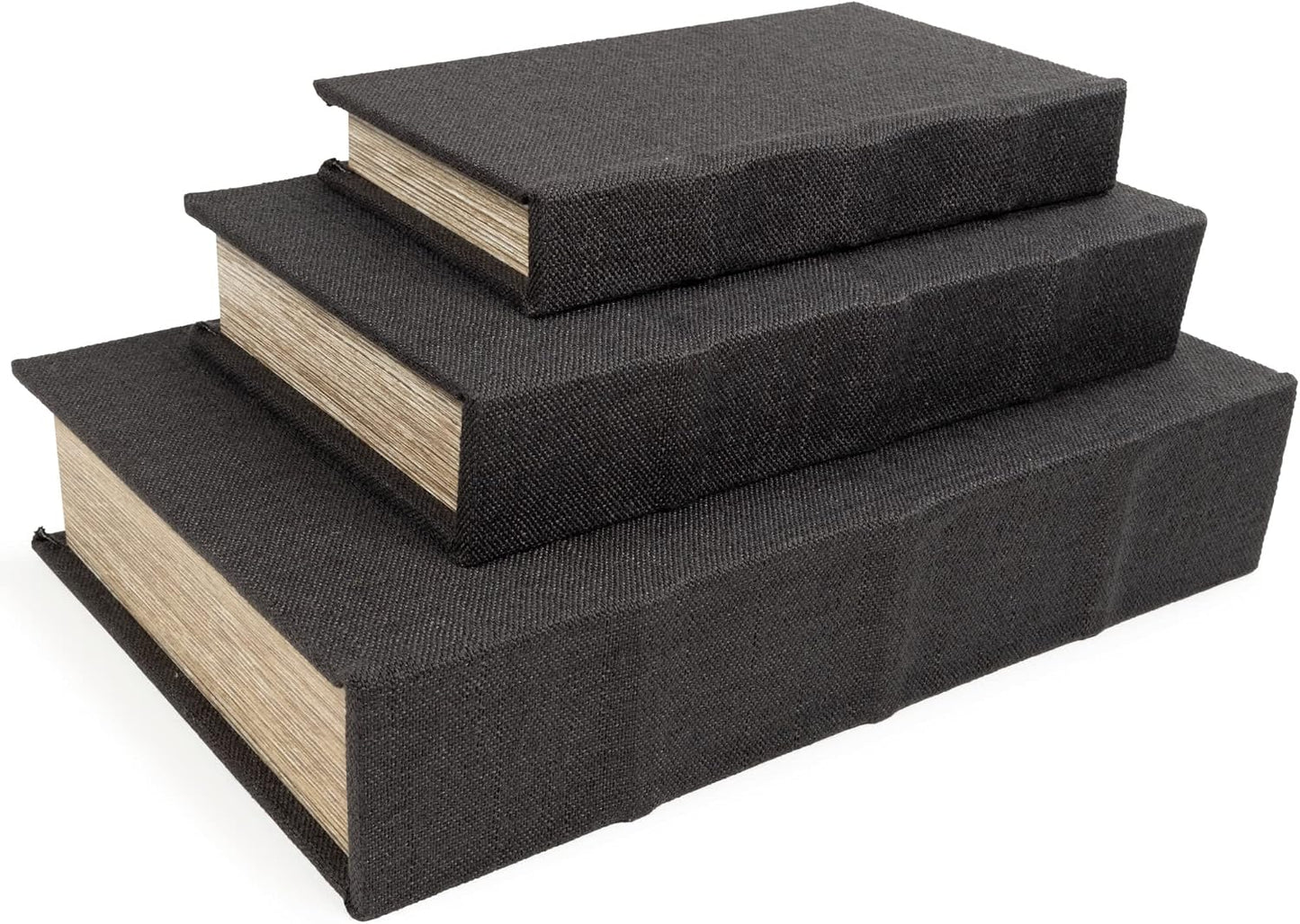 Jolina Vintage 3 Piece Faux Book Keepsake Storage Box Set / Black