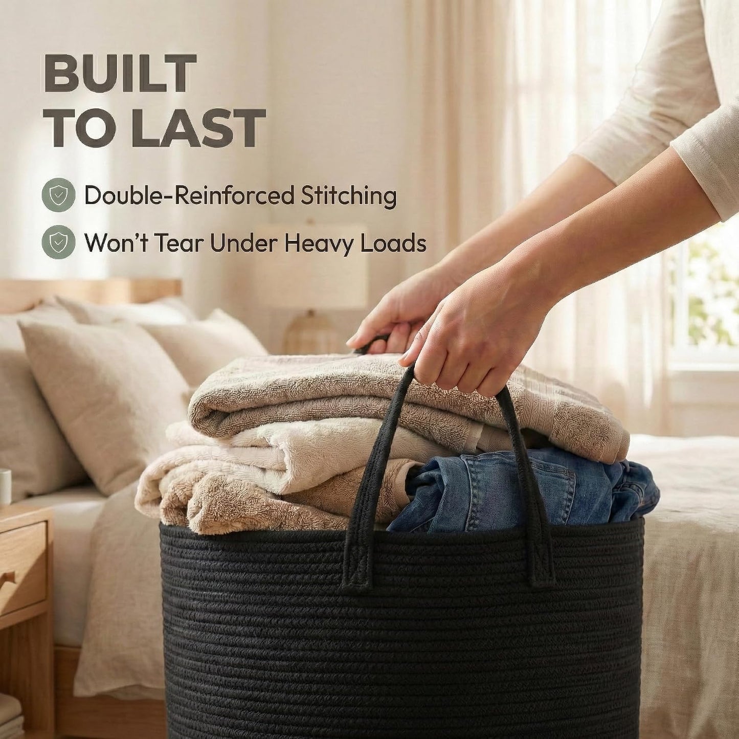 Extra Large Blanket Basket / Black / 65L