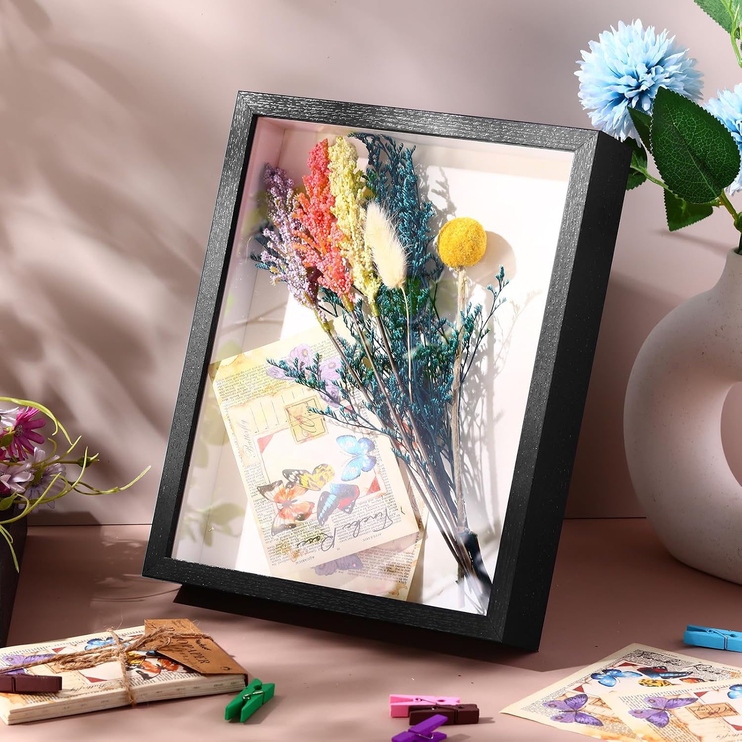 Ripeng 16 Pack 8 x 10 Inch Shadow Box Frame Display Cases, Deep Picture Frames for Wedding Bouquet Preservation