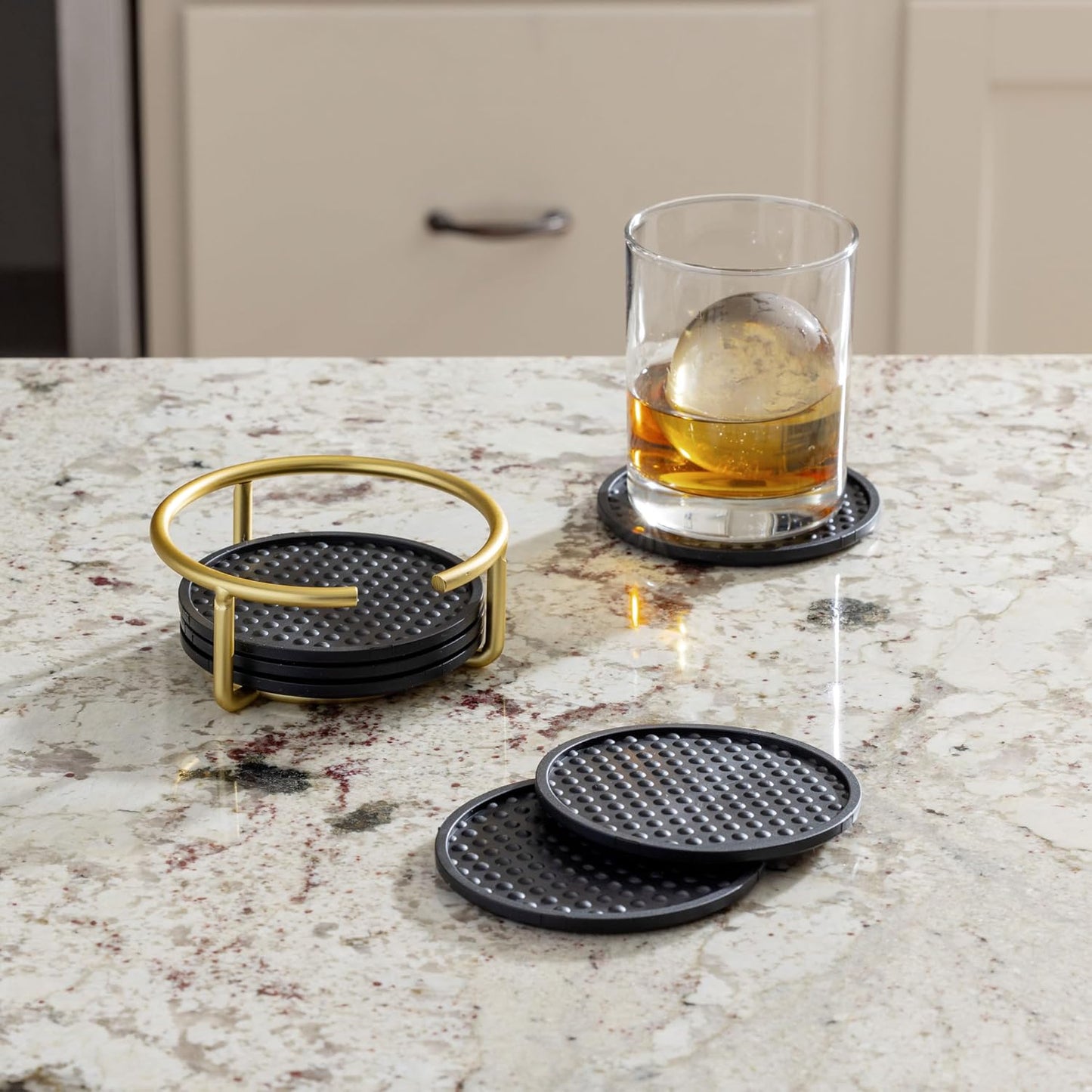 Holder Modern Table Drink Coasters / Gold / Set of 6