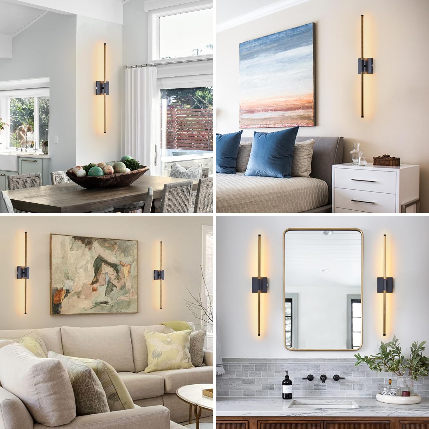 15800 mAh Battery Operated Wall Sconces with Remote Control Dimmable Wall Sconces Set of Two 3000K LED Brass Gold and