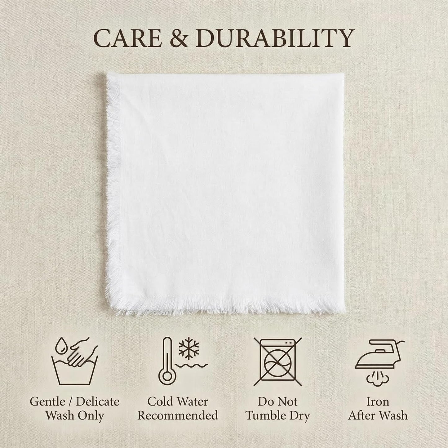 ACCENTHOME White Cotton Linen Napkin Set of 12 18x18 inch Dinner Napkins - Washable Soft Premium Hotel Quality Reusable