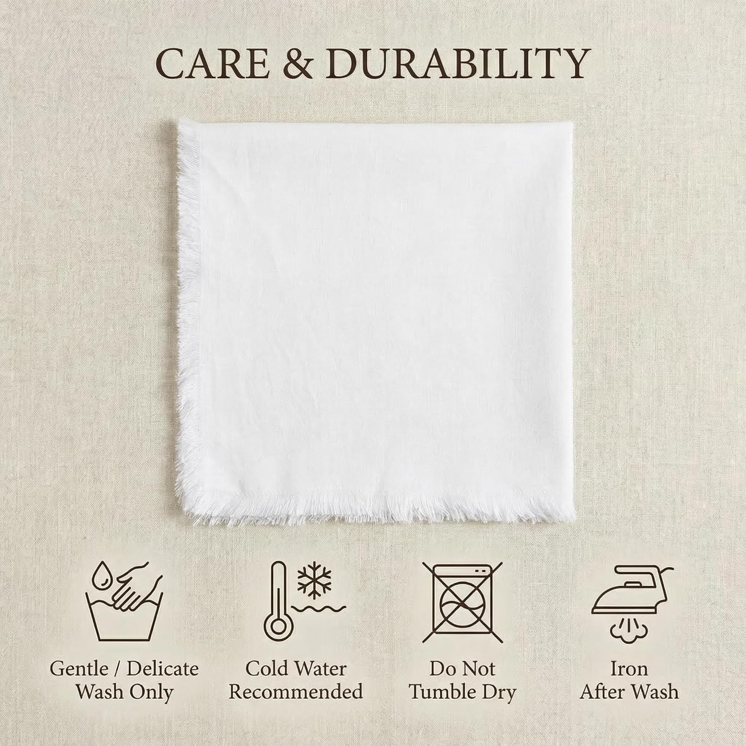 ACCENTHOME White Cotton Linen Napkin Set of 12 18x18 inch Dinner Napkins - Washable Soft Premium Hotel Quality Reusable
