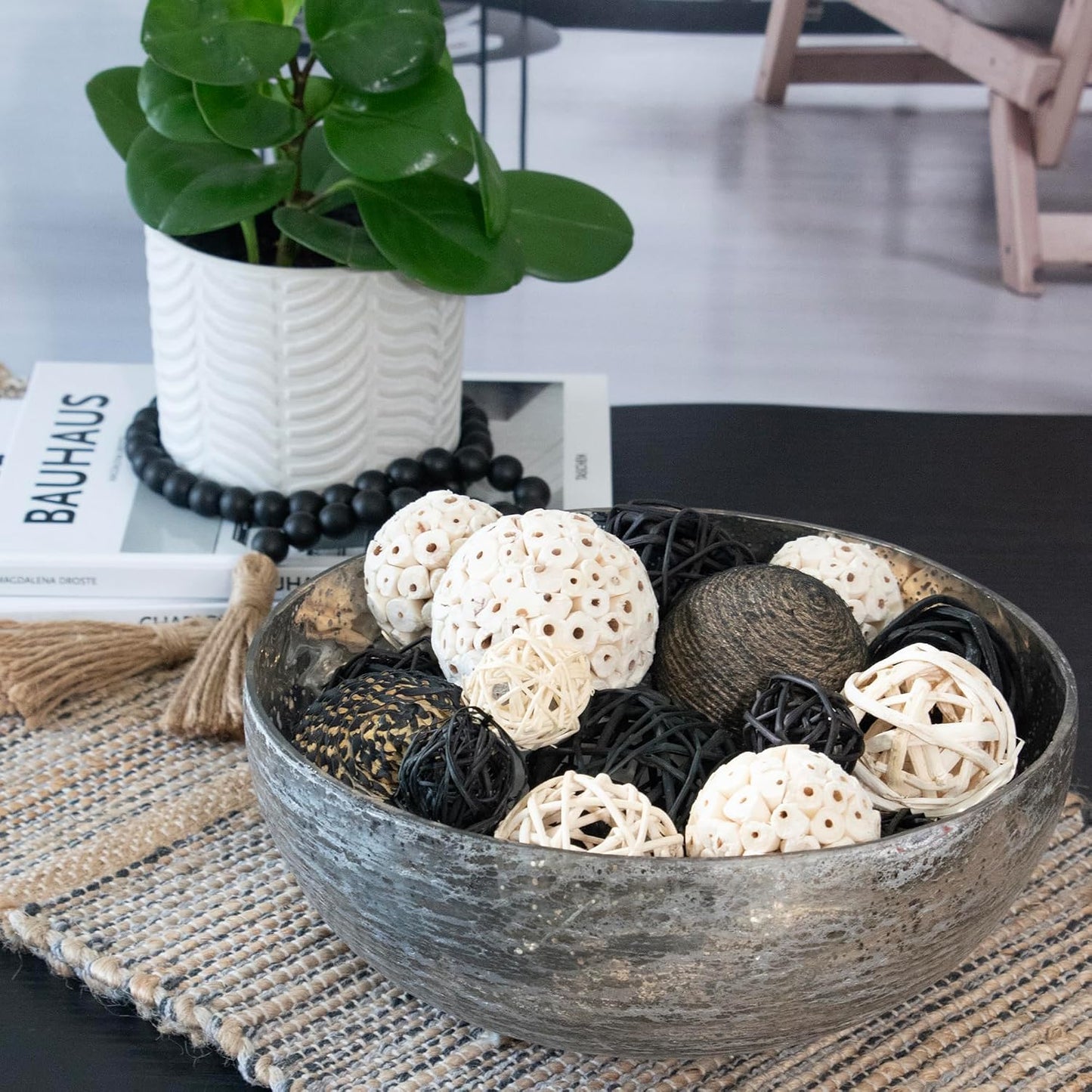 Decorative Balls Bag Bowl Filler Home Decor / Black & White
