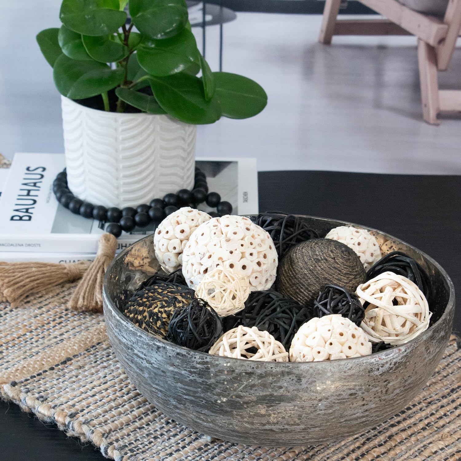 Decorative Balls Bag Bowl Filler Home Decor / Black & White
