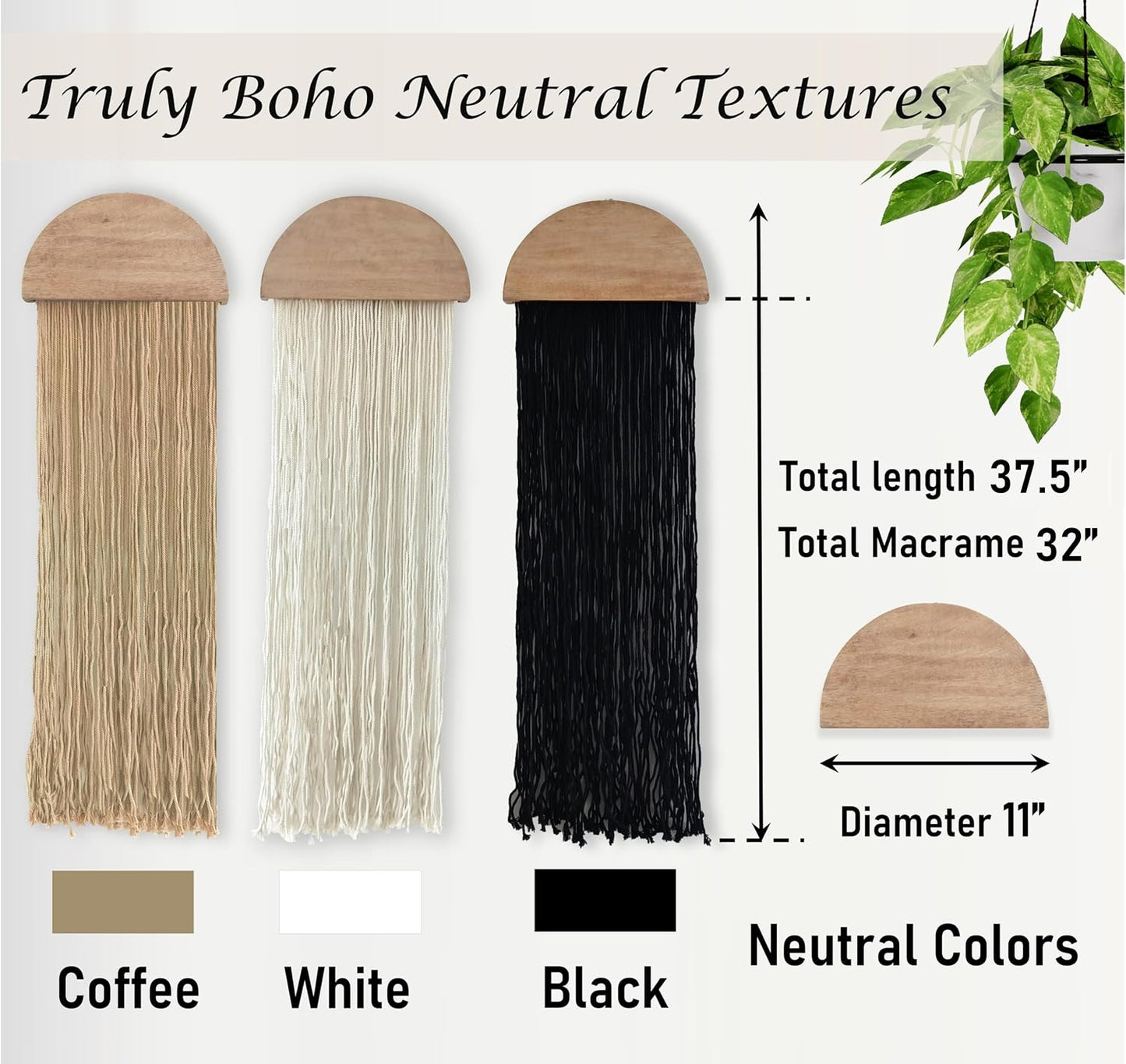 Macrame Wall Hanging Tapestry Woven Boho Home Chic Wall decor Bohemian / Neutral / Set of 3