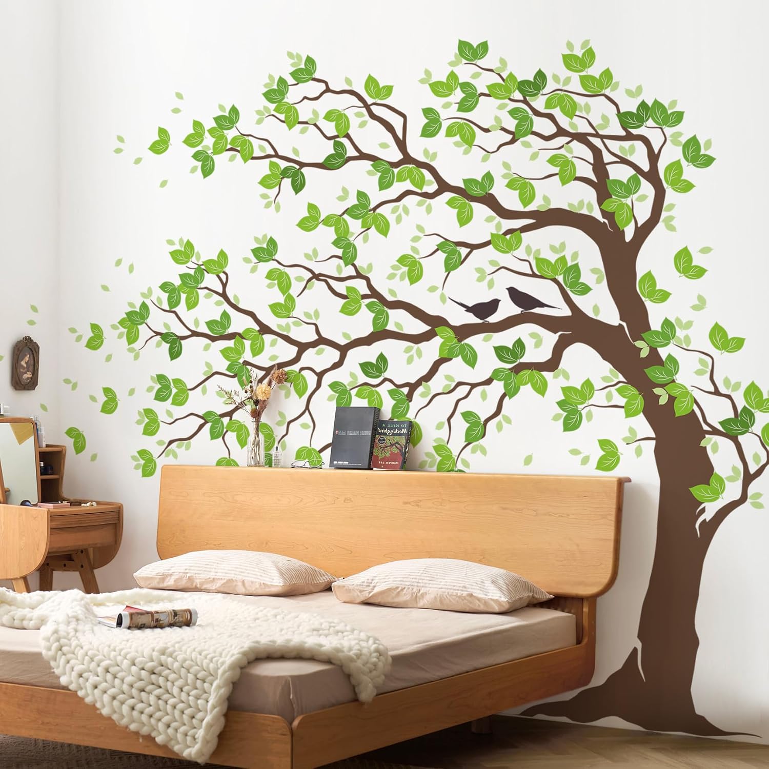 Peel & Stick Wall Stickers / Brown Trunk Green Leaves / 74.8 x 59