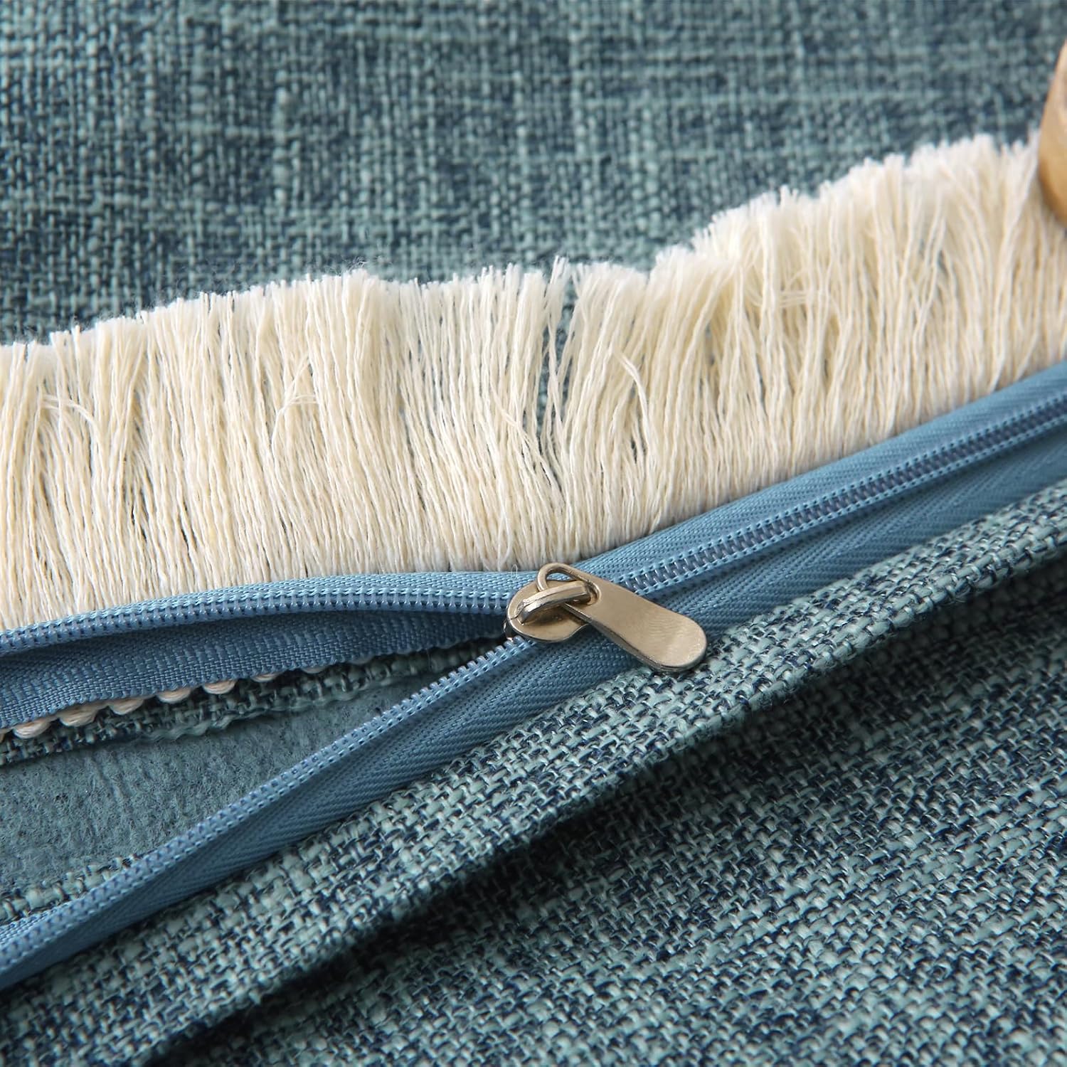Boho Decorative Throw Pillow Covers Tassels Rectangle Linen Lumbar / Gray Blue / 20 x 12 / Set of 2