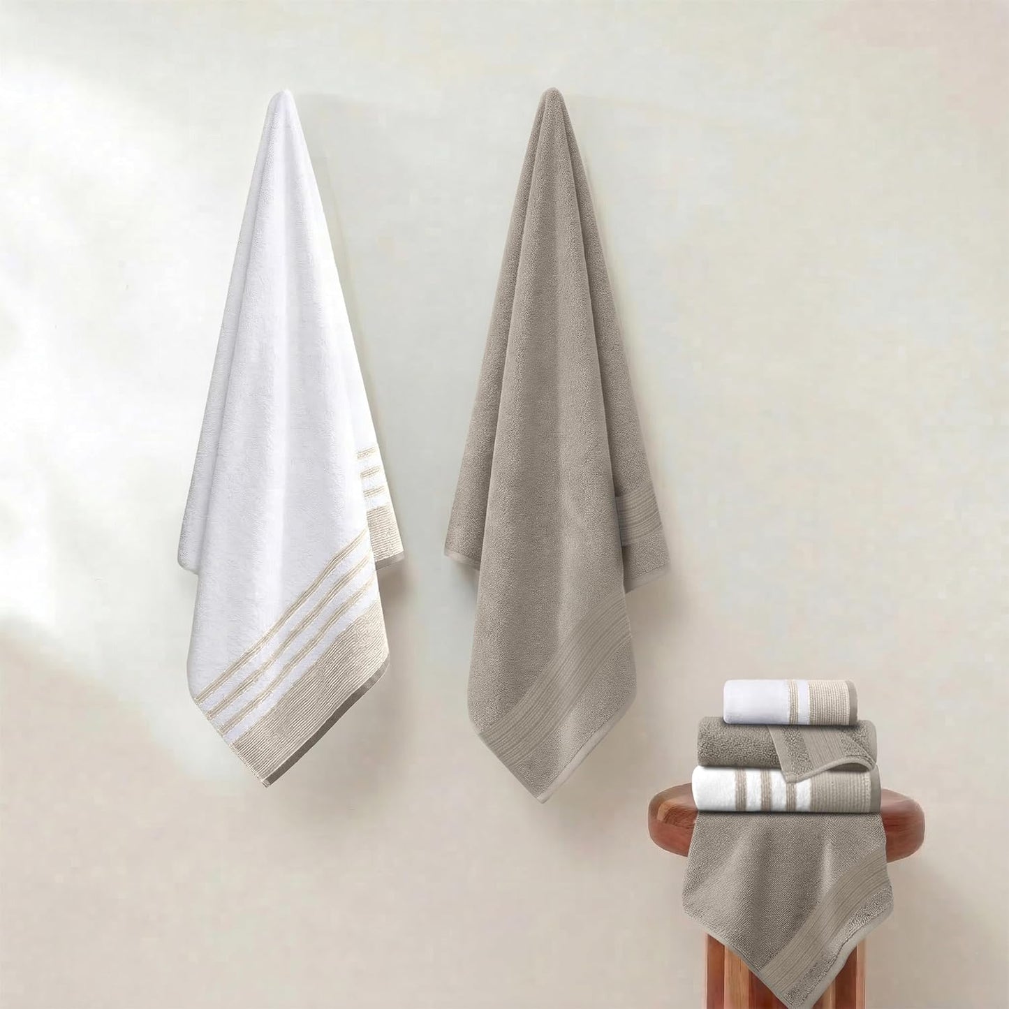 Modern Threads 6 Piece Bath Towel Set – Bathroom Towel Set with 2 Bath Towels, 2 Hand Towels & 2 Washcloths – 100%